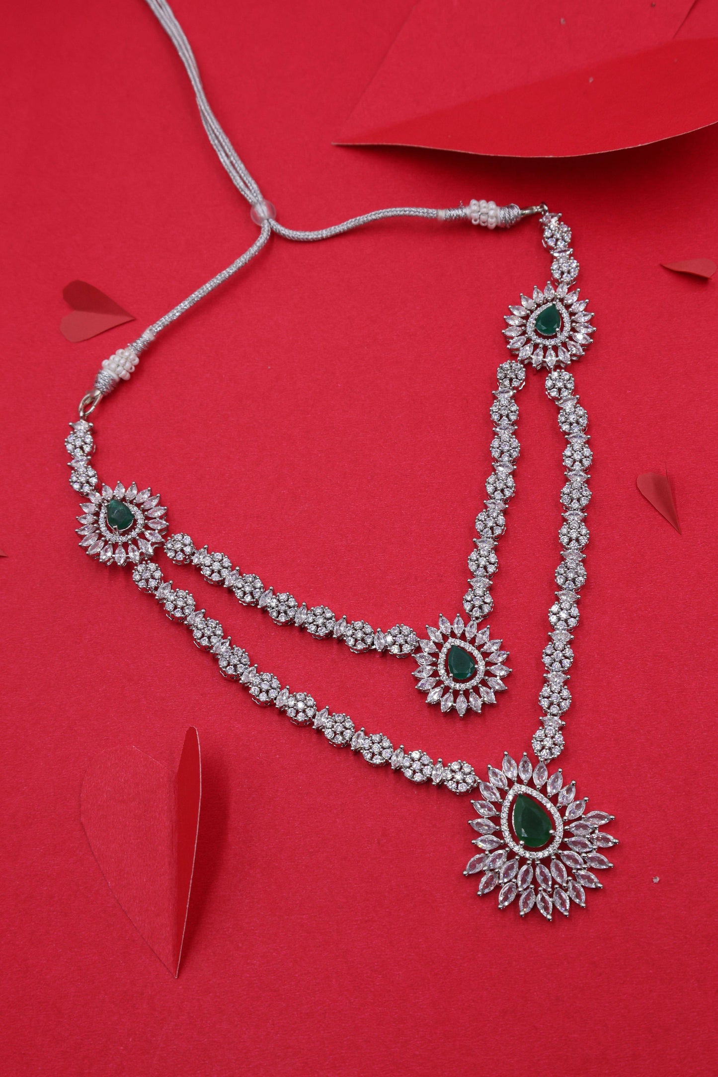 MywishTree Copper Gold-Plated Cubic Zirconia Studded Layered Necklace - Mywishtree