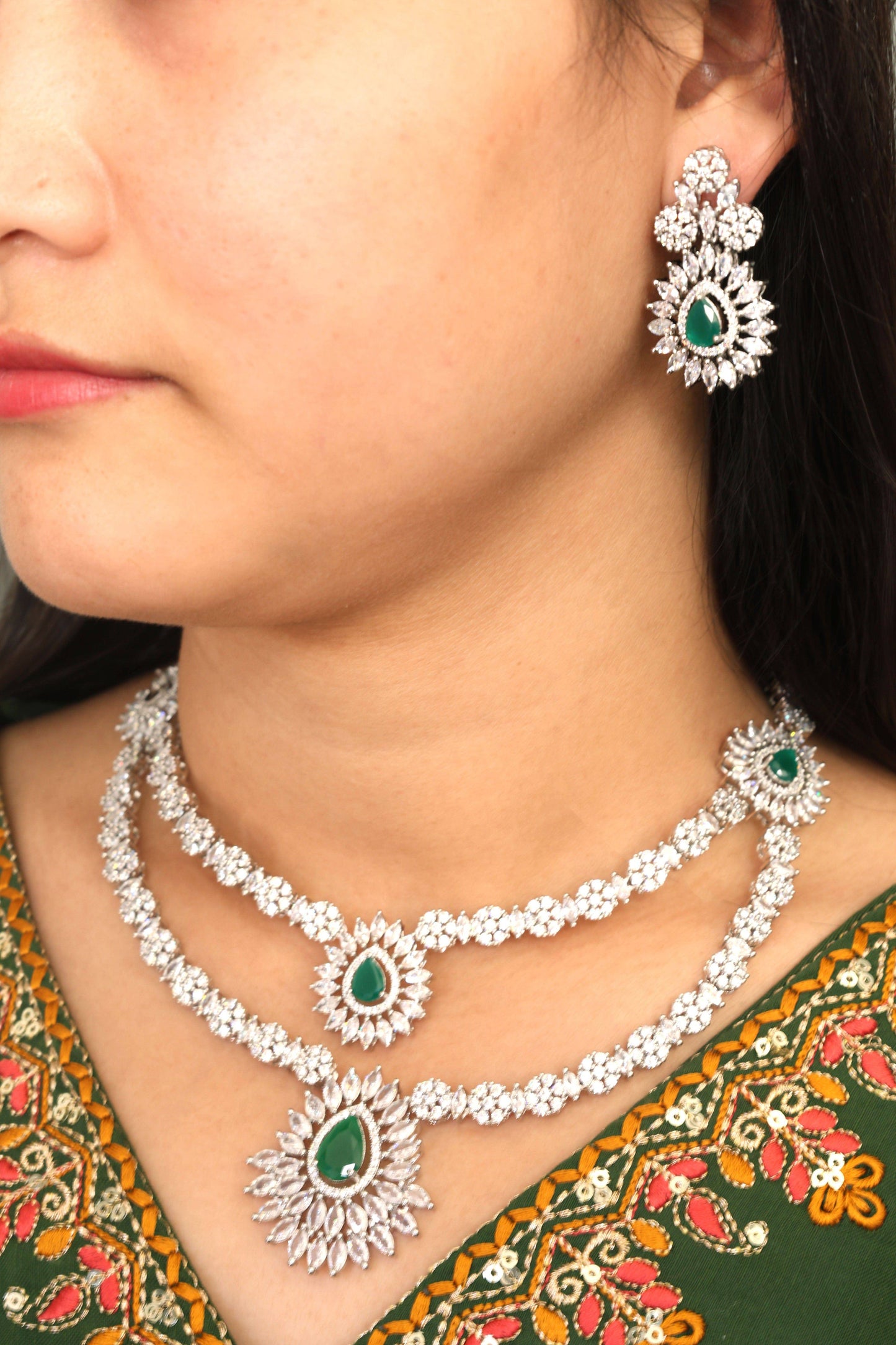 MywishTree Copper Gold-Plated Cubic Zirconia Studded Layered Necklace - Mywishtree