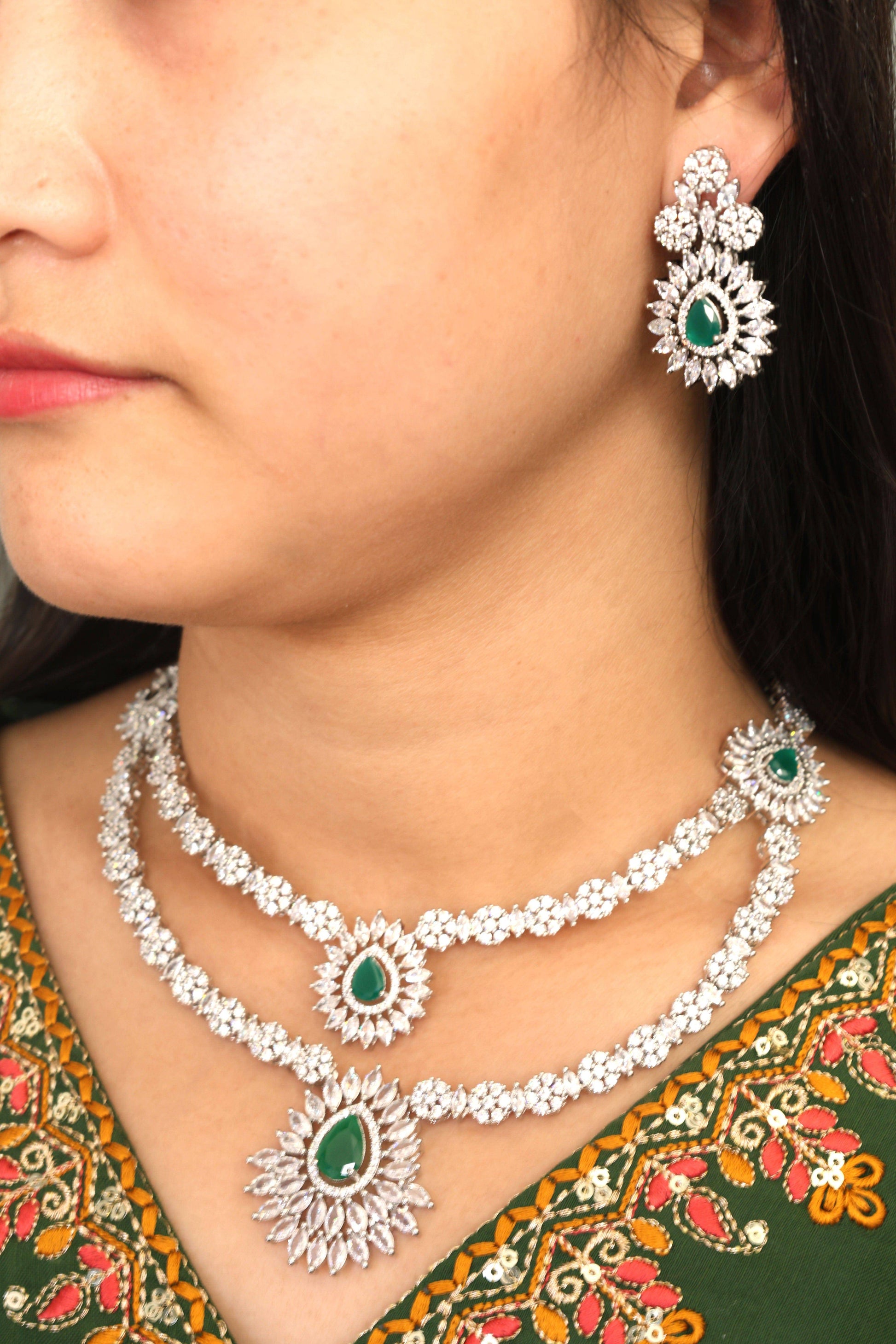 MywishTree Copper Gold-Plated Cubic Zirconia Studded Layered Necklace - Mywishtree