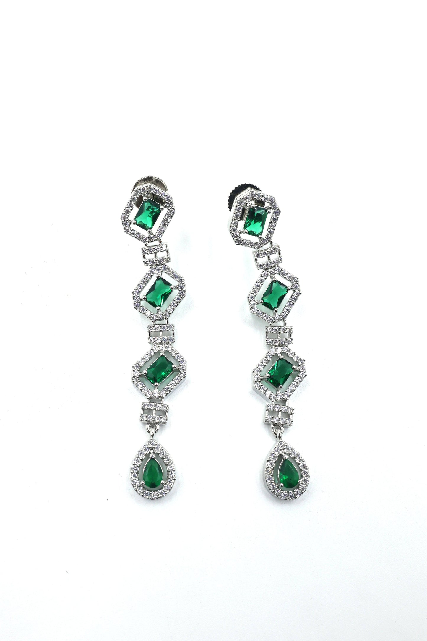 MywishTree Green American Diamond Necklace Set - Mywishtree