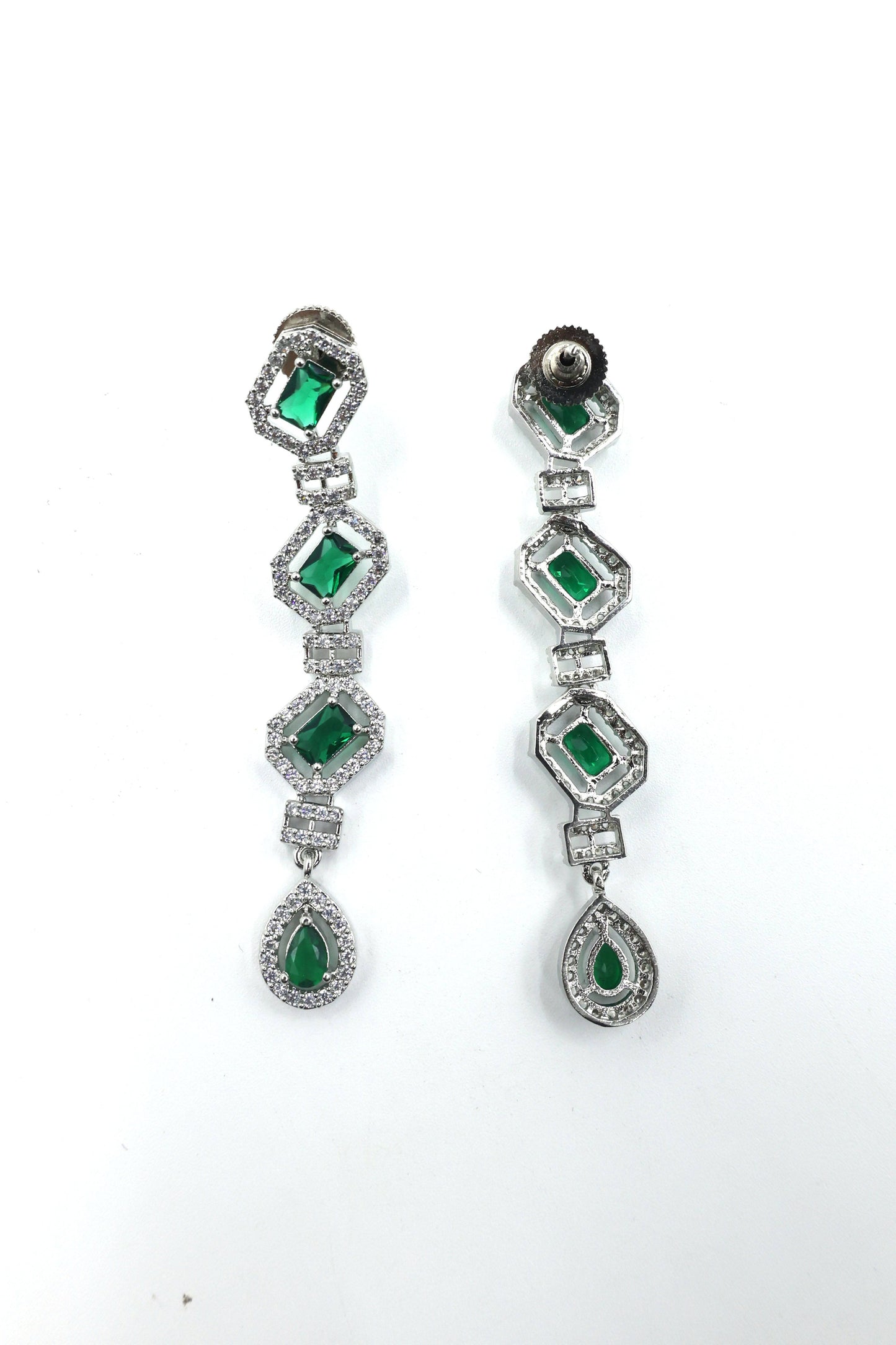 MywishTree Green American Diamond Necklace Set - Mywishtree