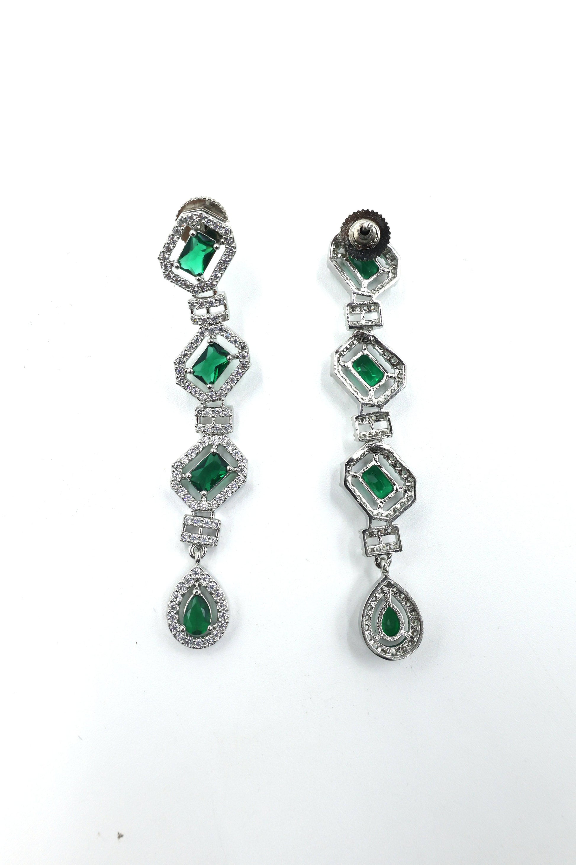 MywishTree Green American Diamond Necklace Set - Mywishtree