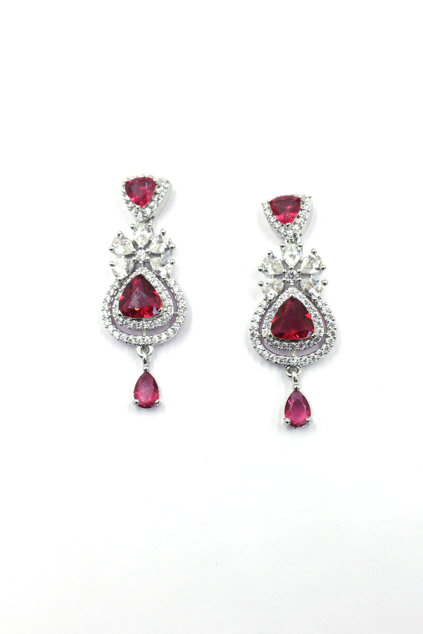MywishTree Ruby American Diamond Necklace Set - Mywishtree