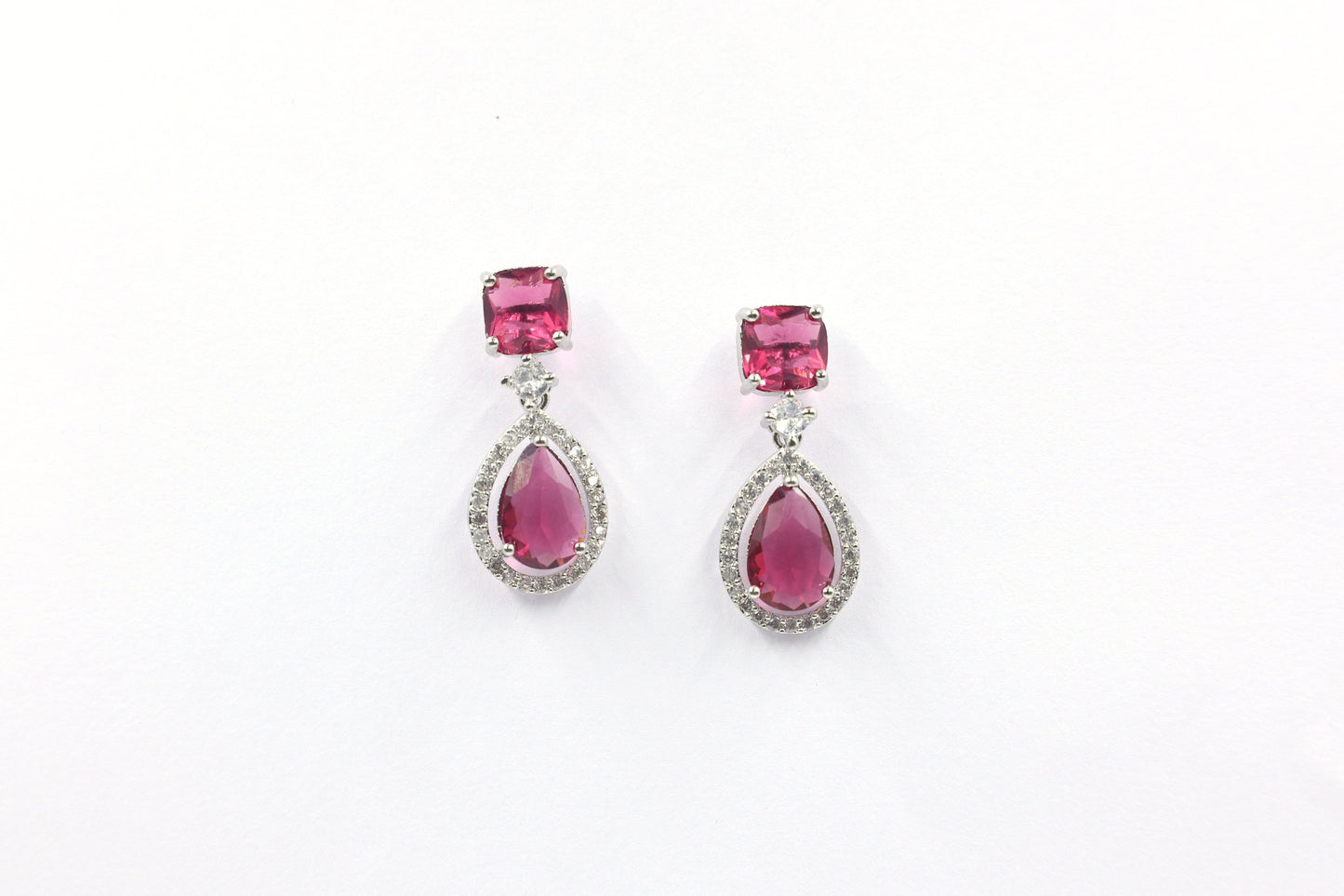 MywishTree Ruby Radiance American Diamond Necklace Set - Mywishtree