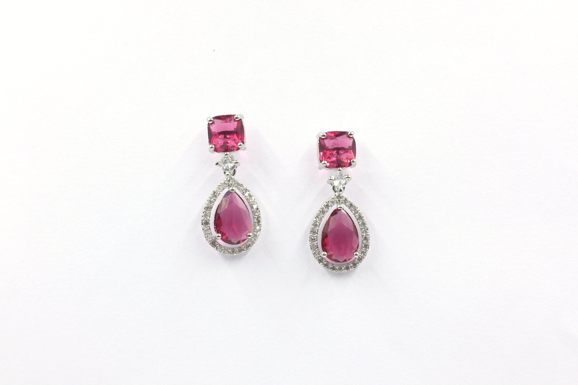 MywishTree Ruby Radiance American Diamond Necklace Set - Mywishtree