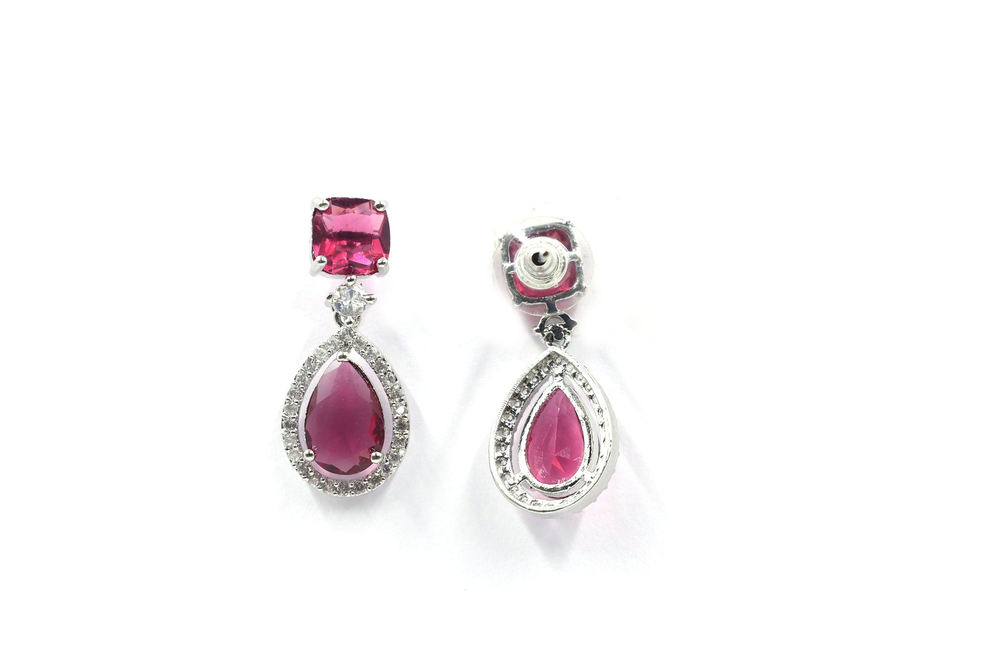 MywishTree Ruby Radiance American Diamond Necklace Set - Mywishtree