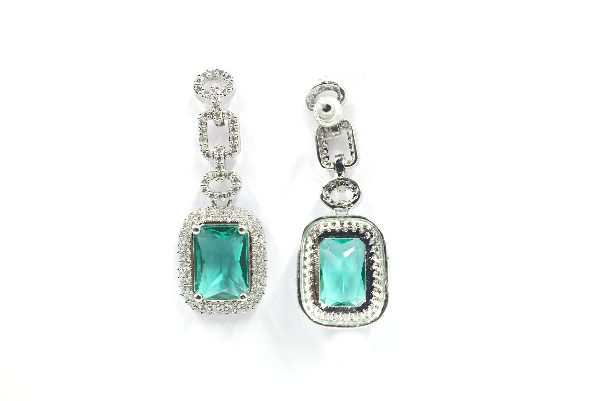 MywishTree Majestic Ruby Chain-Link American Diamond Necklace Set - Mywishtree