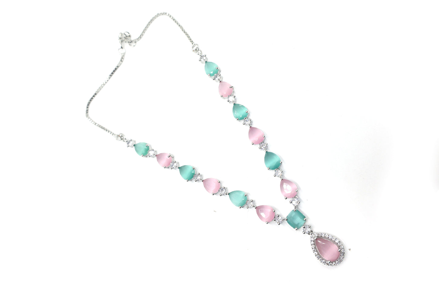 MywishTree Ruby Radiance American Diamond Necklace Set - Mywishtree