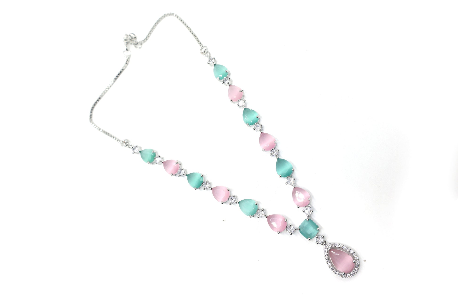 MywishTree Ruby Radiance American Diamond Necklace Set - Mywishtree