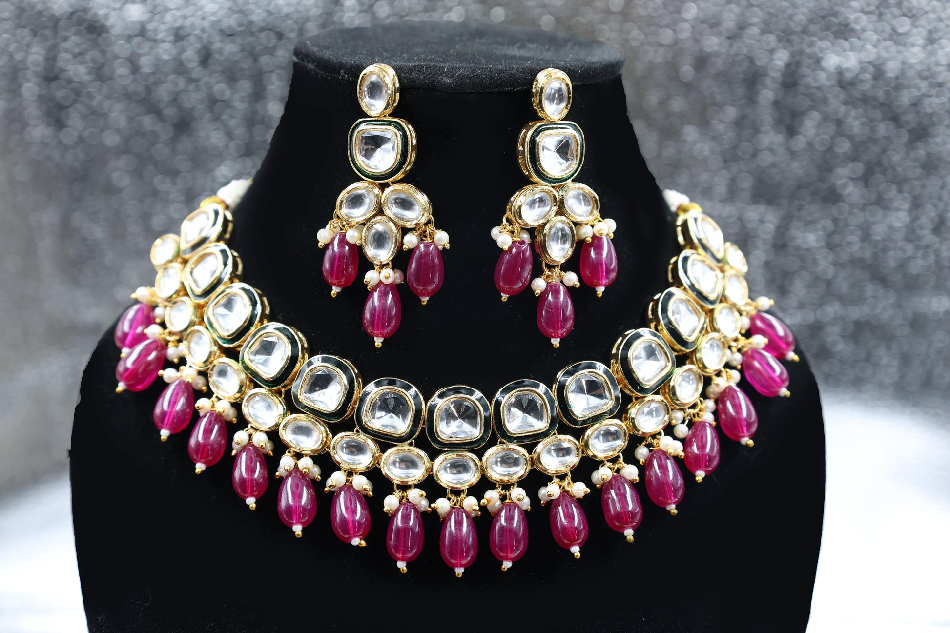 Kundan Set - Mywishtree, Two layered kundan necklace, festive jewelry, wedding, bridal, small function, where can I buy kundan jewellery, My wishtree