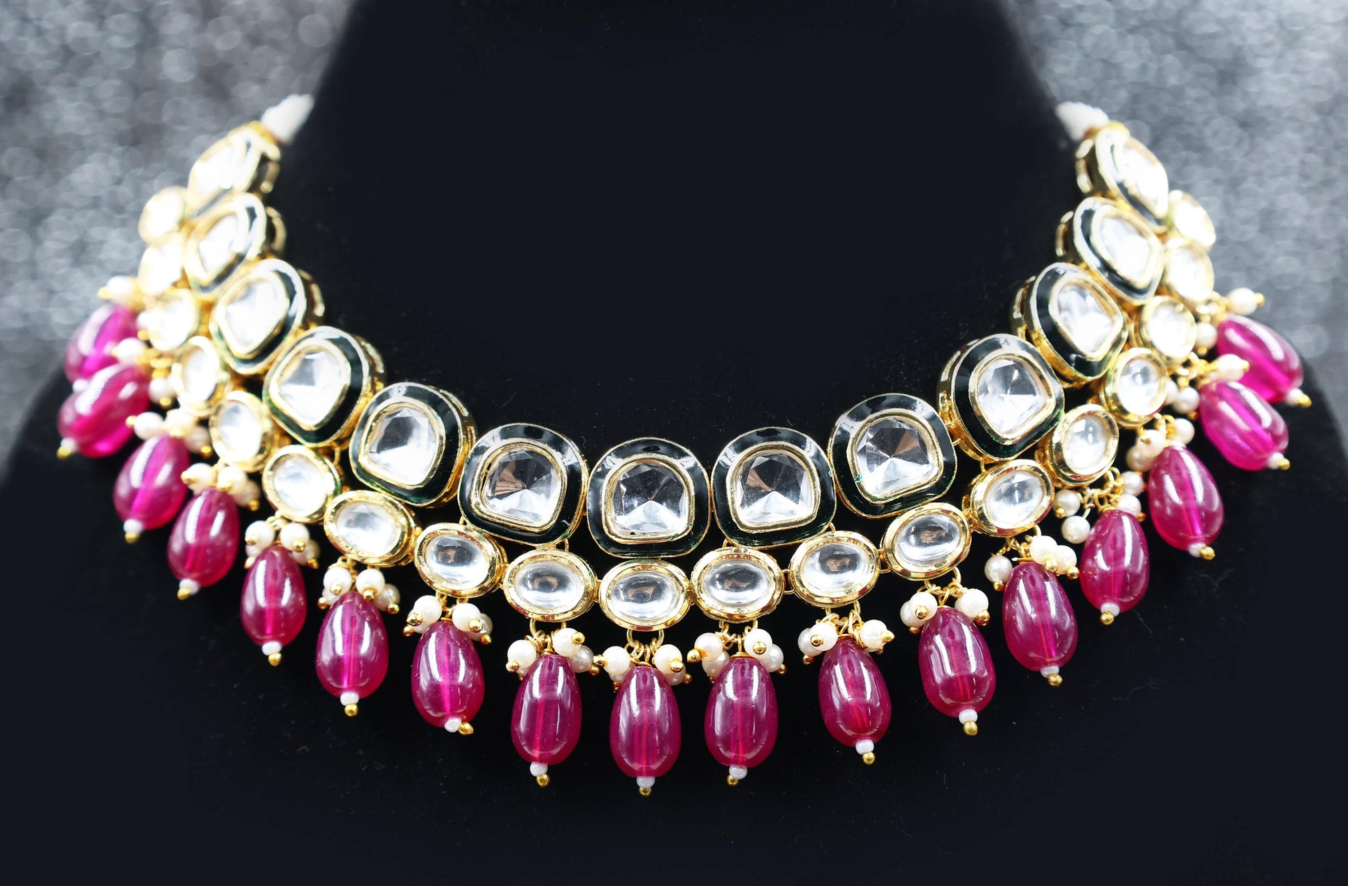 Kundan Set - Mywishtree,Two layered kundan necklace, festive jewelry, wedding, bridal, small function, where can I buy kundan jewellery, My wishtree