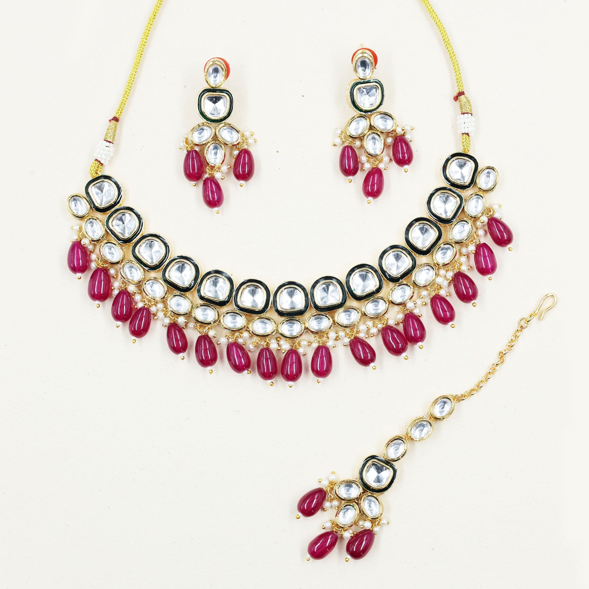 Kundan Set - Mywishtree, Two layered kundan necklace, festive jewelry, wedding, bridal, small function, where can I buy kundan jewellery, My wishtree