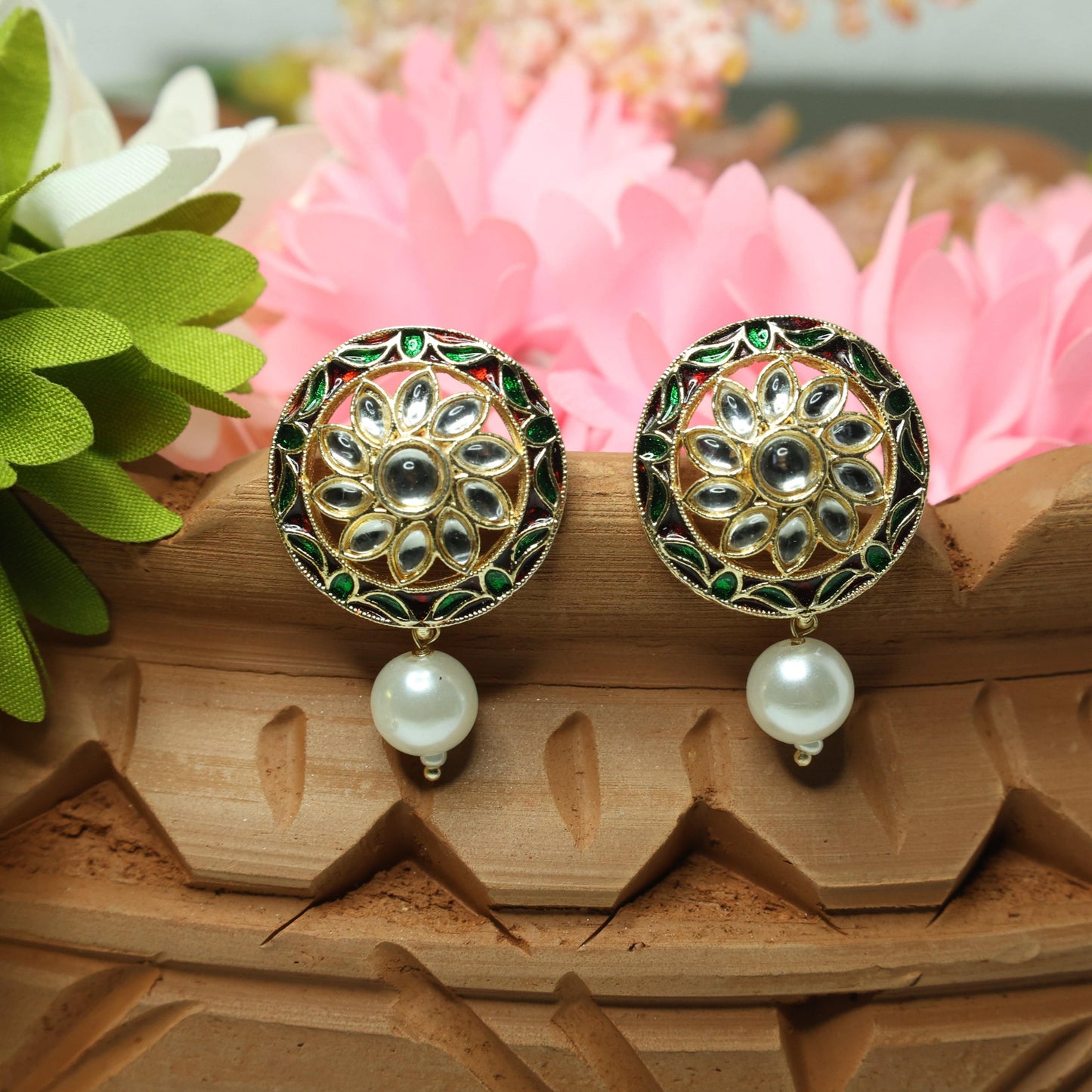 Kundan Stud Earrings
Pearl Drop Earrings
Handcrafted Kundan Earrings
Traditional Indian Earrings
Ethnic Stud Earrings
Gold Plated Stud Earrings
Meenakari Earrings with Pearl
Festive Wear Earrings
Bridal Jewelry Earrings
Antique Kundan Pearl Earrings
