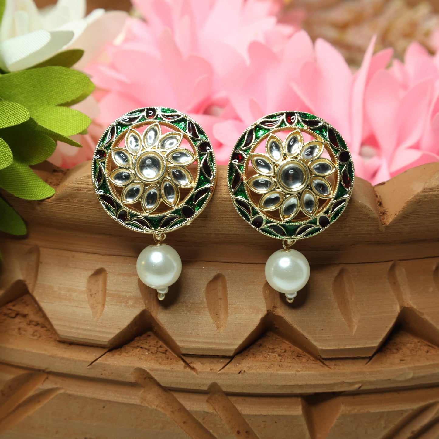 Kundan Stud Earrings
Pearl Drop Earrings
Handcrafted Kundan Earrings
Traditional Indian Earrings
Ethnic Stud Earrings
Gold Plated Stud Earrings
Meenakari Earrings with Pearl
Festive Wear Earrings
Bridal Jewelry Earrings
Antique Kundan Pearl Earrings