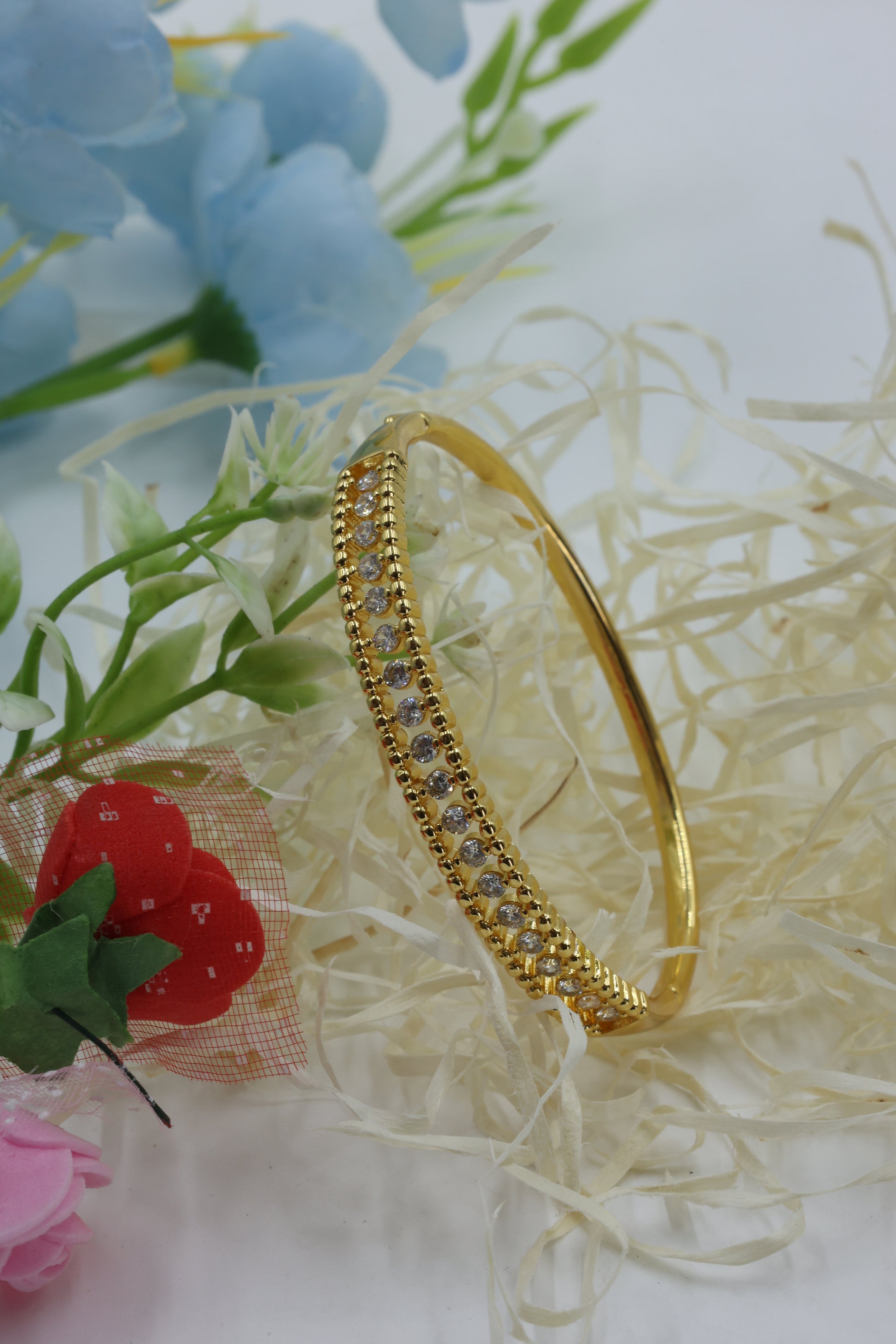 Royal Radiance Gold-Plated CZ Line Bangle