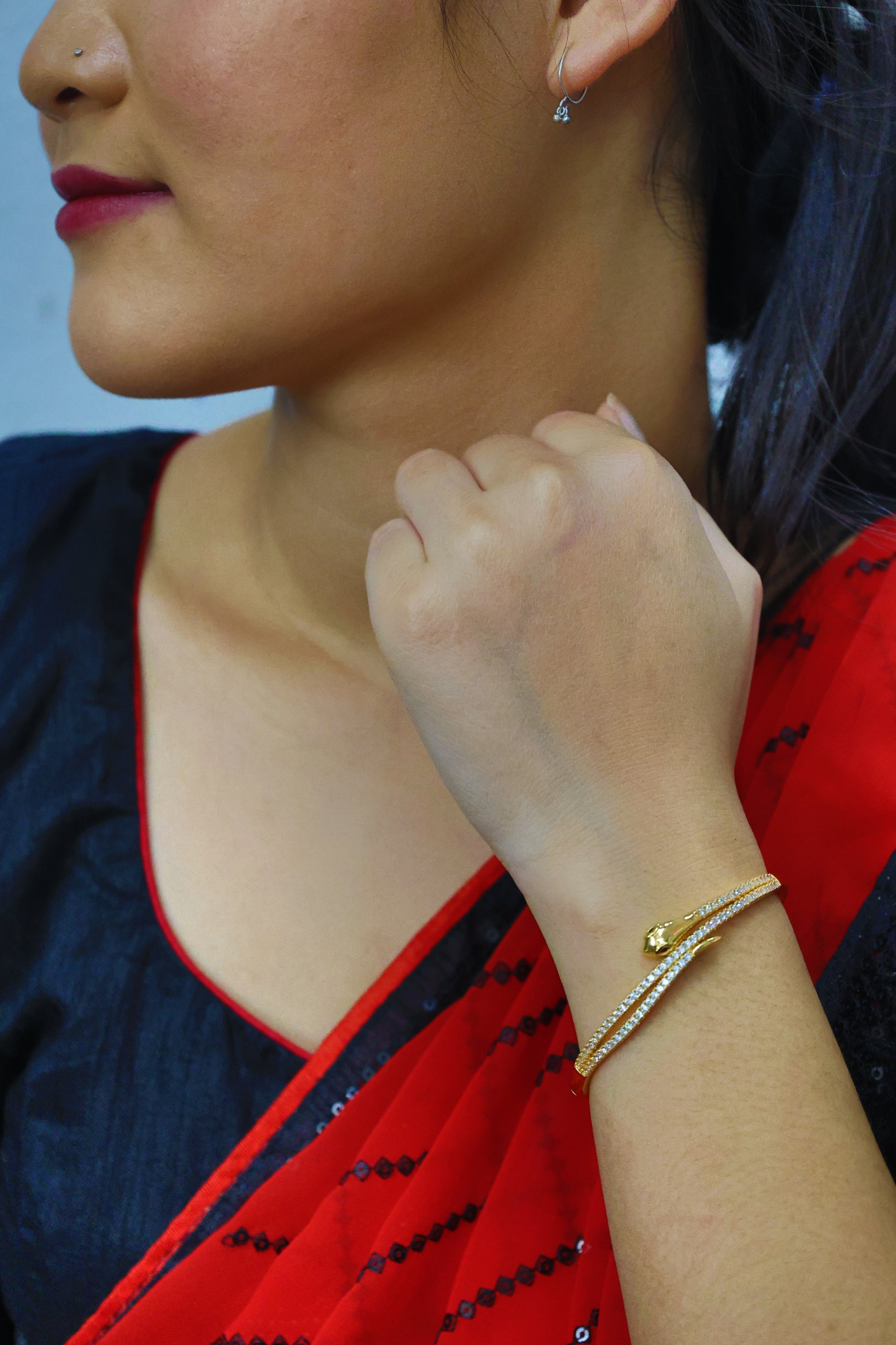 Golden Serpent Sparkle CZ Bangle