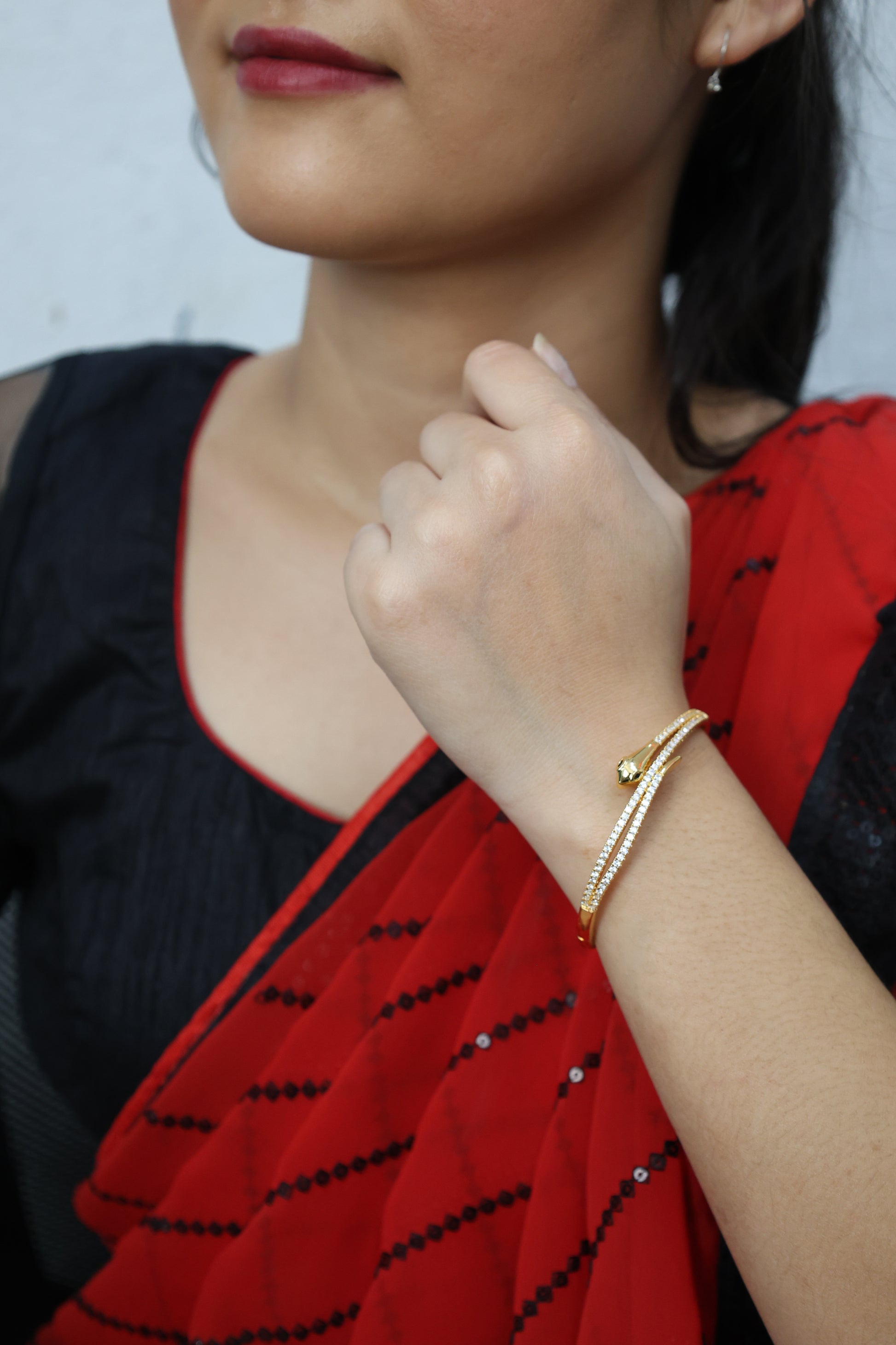 Golden Serpent Sparkle CZ Bangle