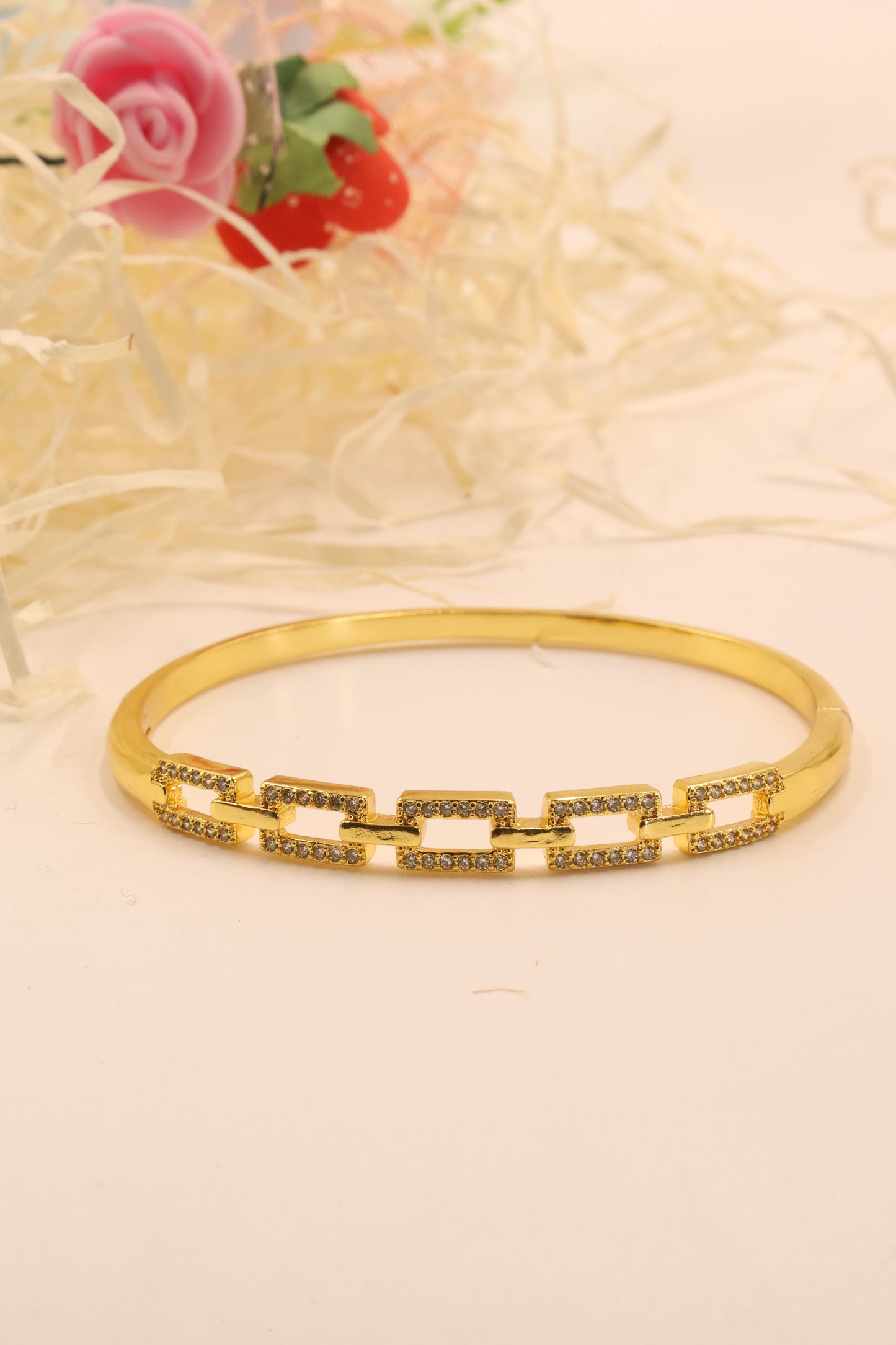 Golden Link Luxe CZ Chain Bangle