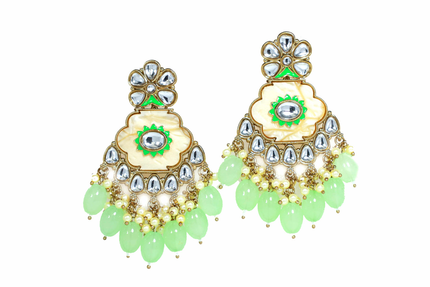 Kundan Beads Earring With Gold Plating - Mywishtree