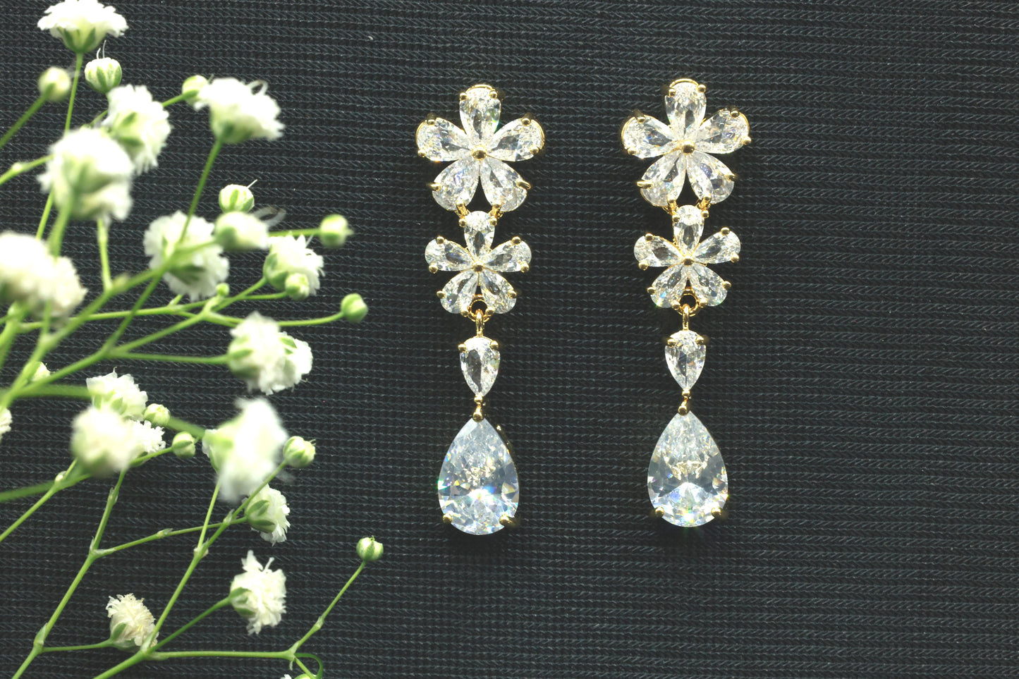 White Stone Drop Earrings - Mywishtree