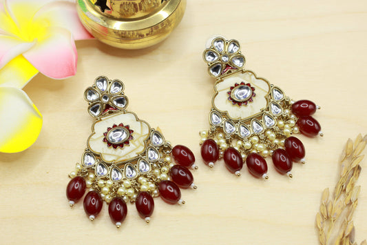 Kundan Beads Earring With Gold Plating - Mywishtree