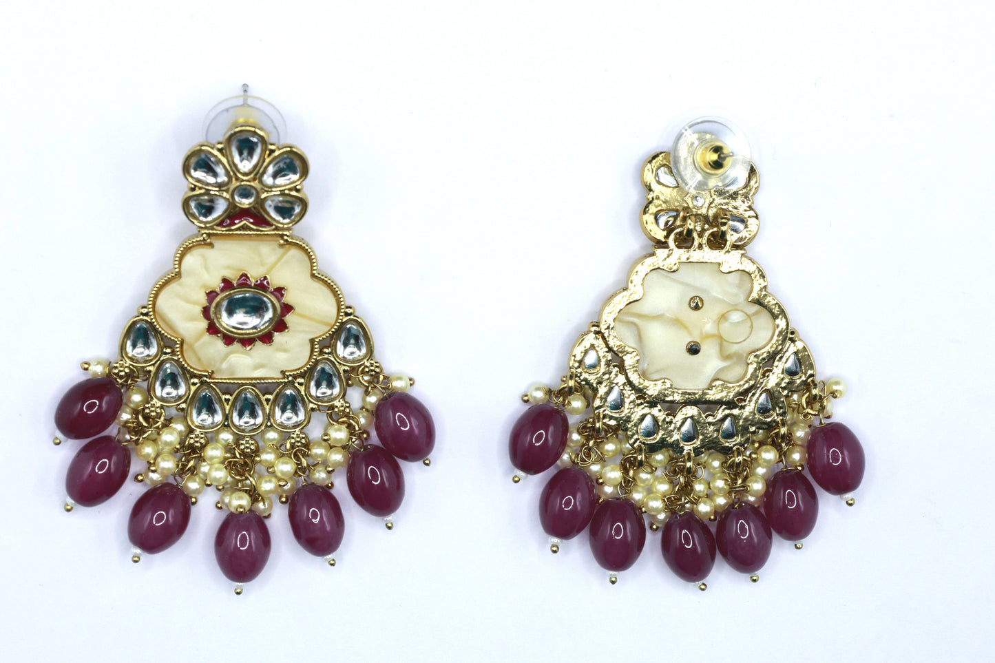 Kundan Beads Earring With Gold Plating - Mywishtree