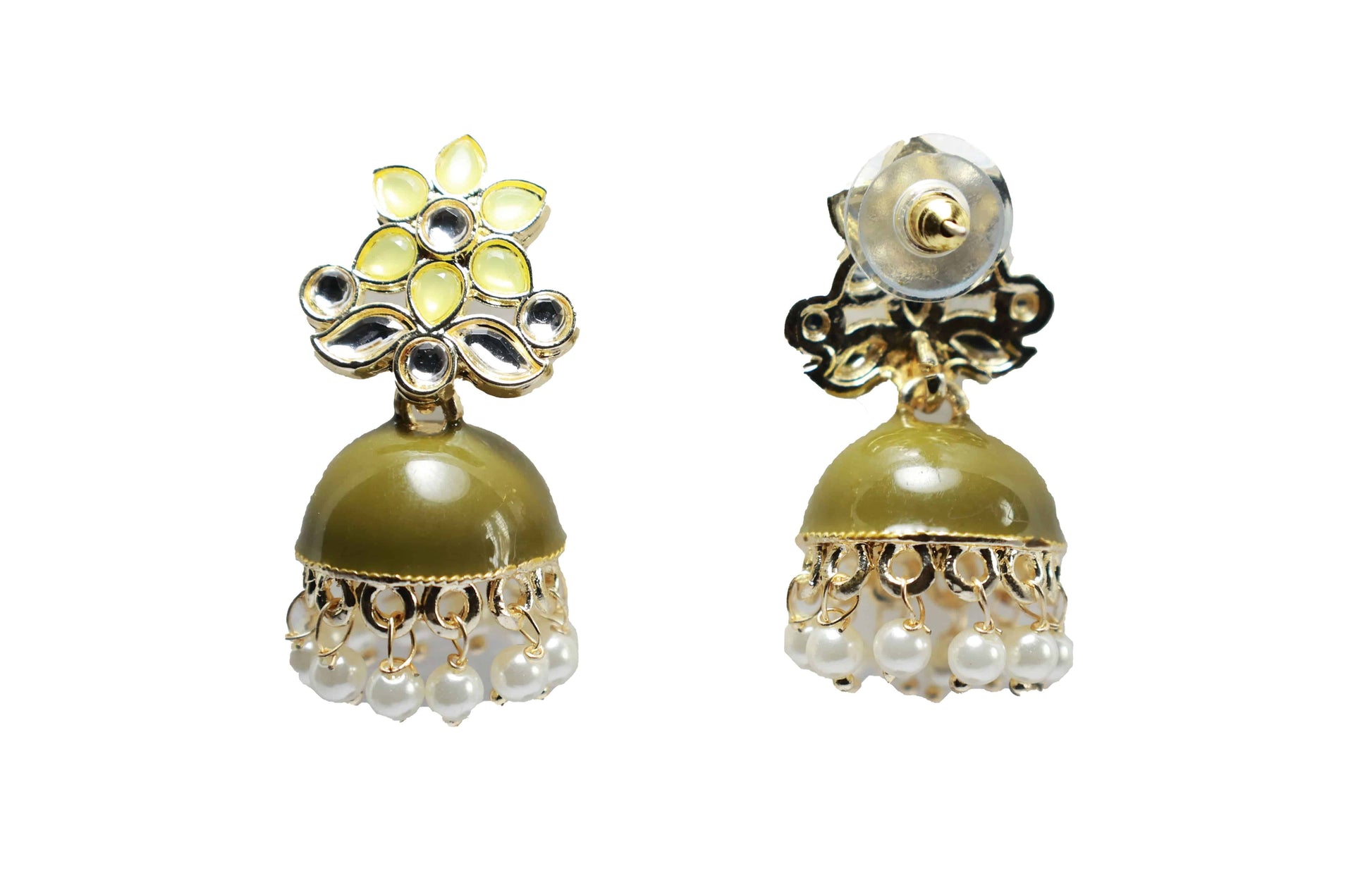 Green Enamel Ethnic Jhumka - Mywishtree