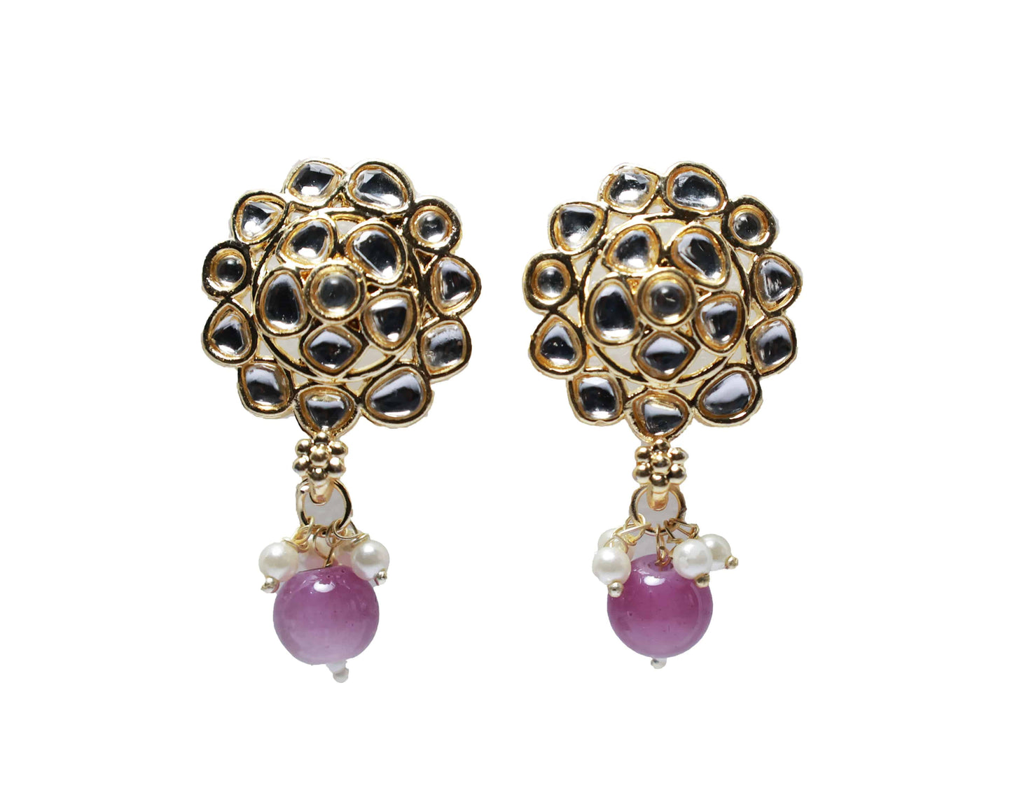 Gold Toned Kundan Studded Drop Earring - Mywishtree