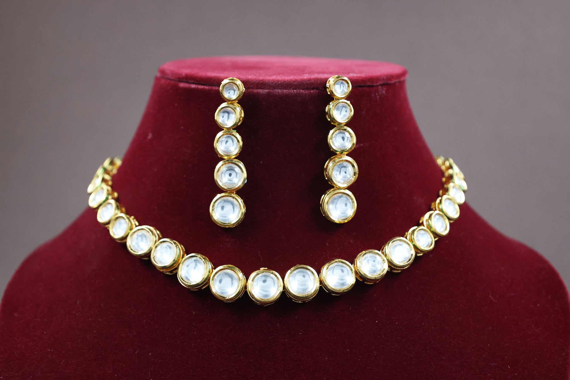 Golden Sphere shaped Kundan Set - Mywishtree