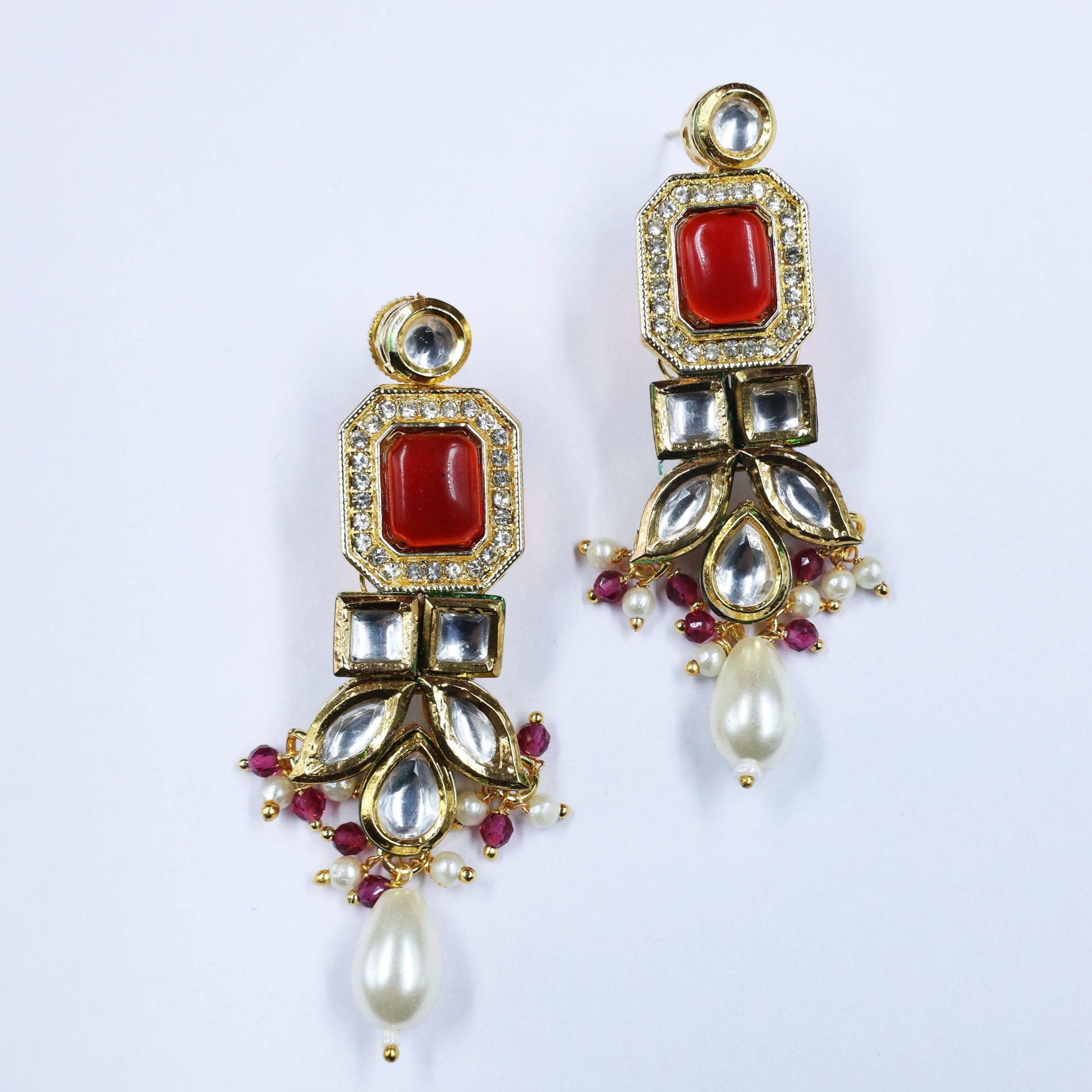 Gold-Plated Kundan Studded Jewellery Set - Mywishtree