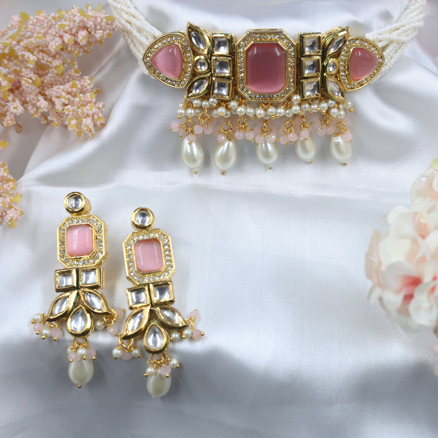 Gold-Plated Kundan Studded Jewellery Set - Mywishtree