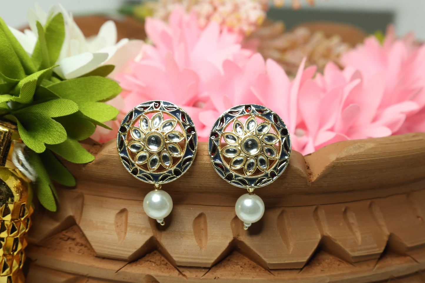 Floral Glow Kundan Drop Earring - Mywishtree