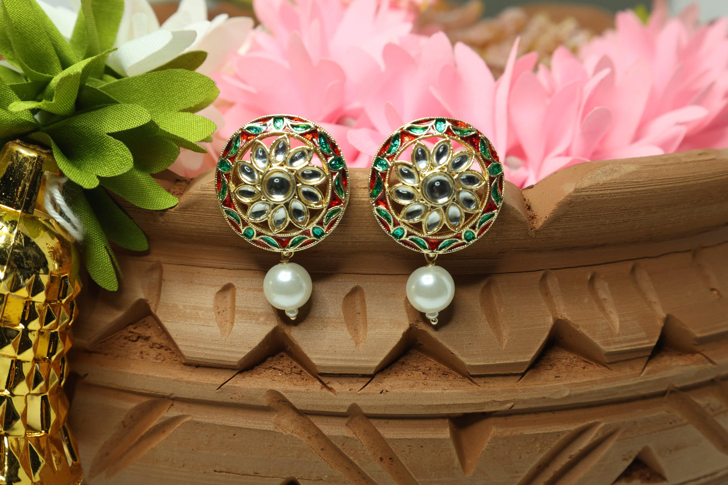 Floral Glow Kundan Drop Earring - Mywishtree