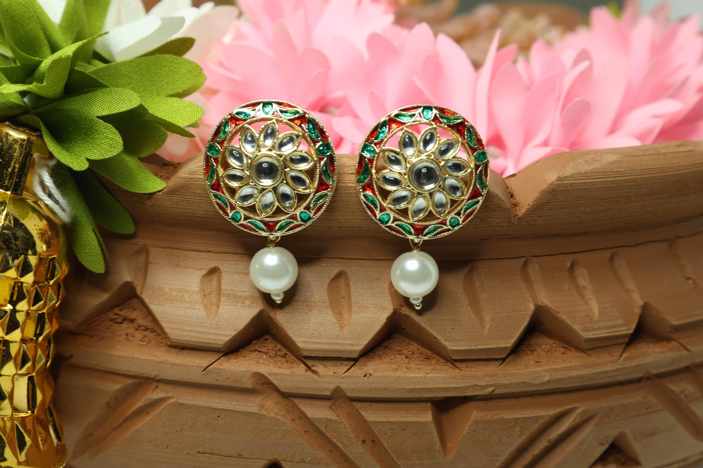 Floral Glow Kundan Drop Earring - Mywishtree