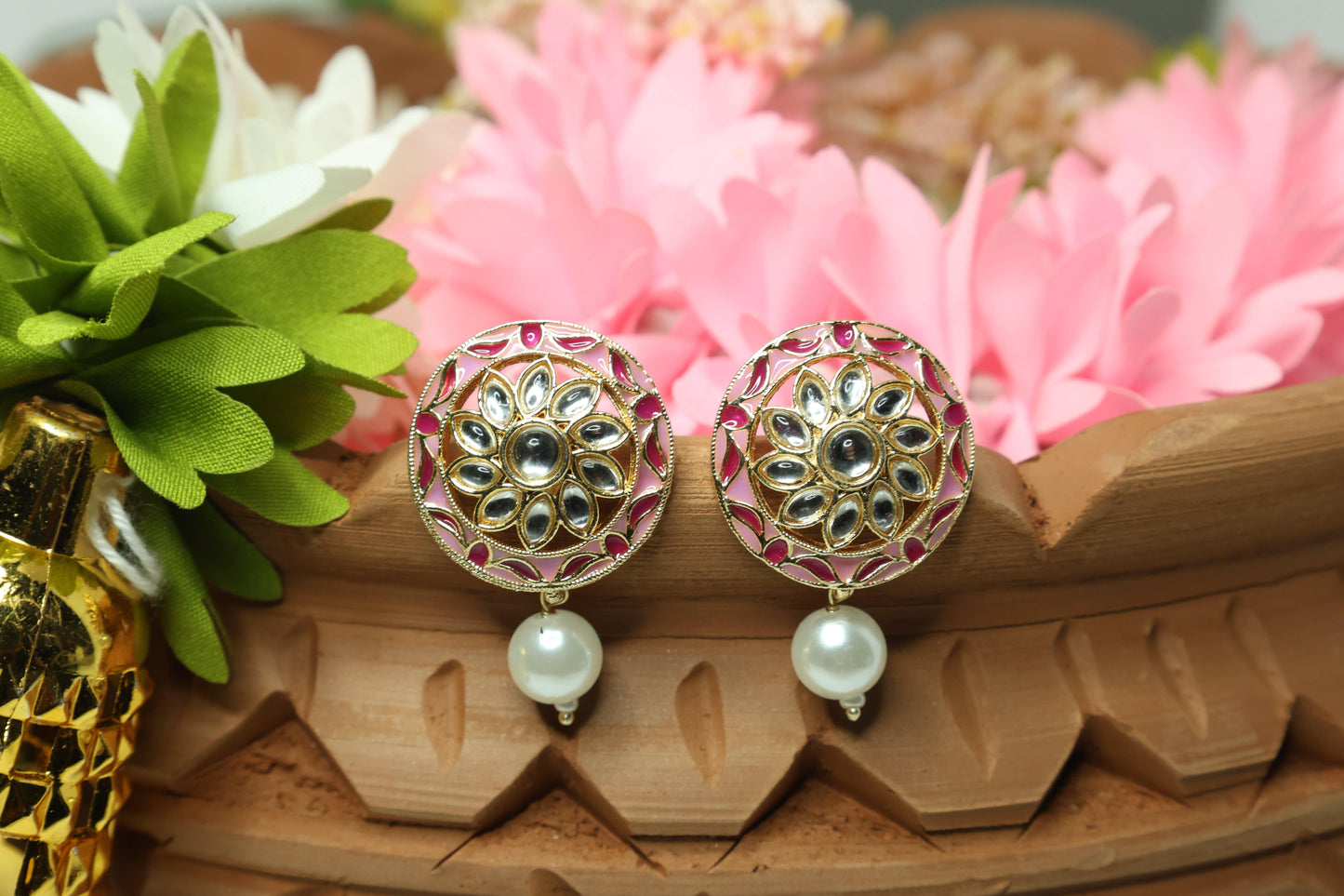 Floral Glow Kundan Drop Earring - Mywishtree