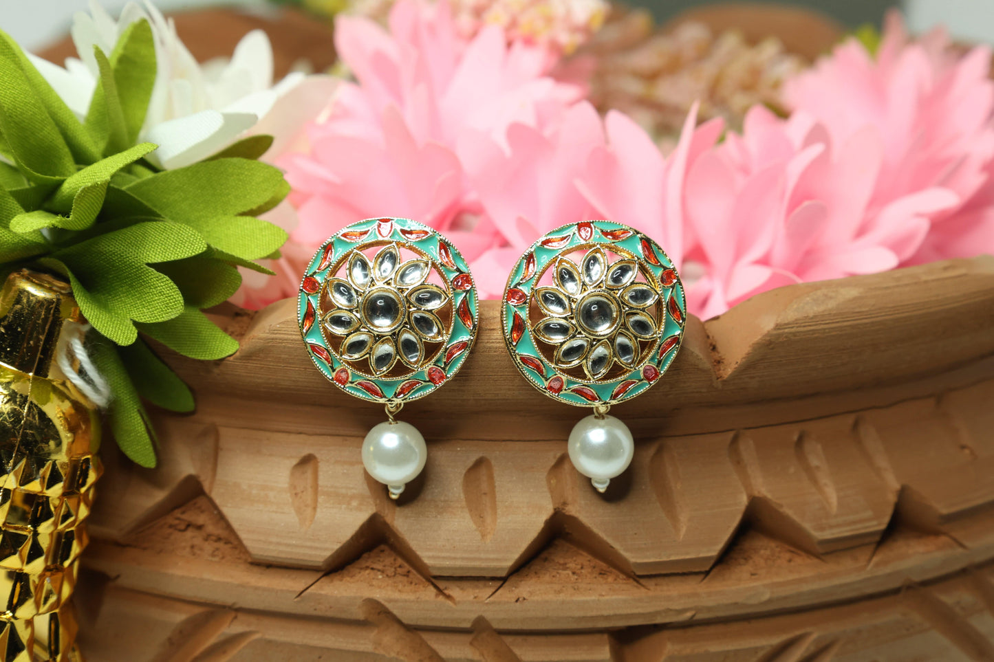 Floral Glow Kundan Drop Earring - Mywishtree