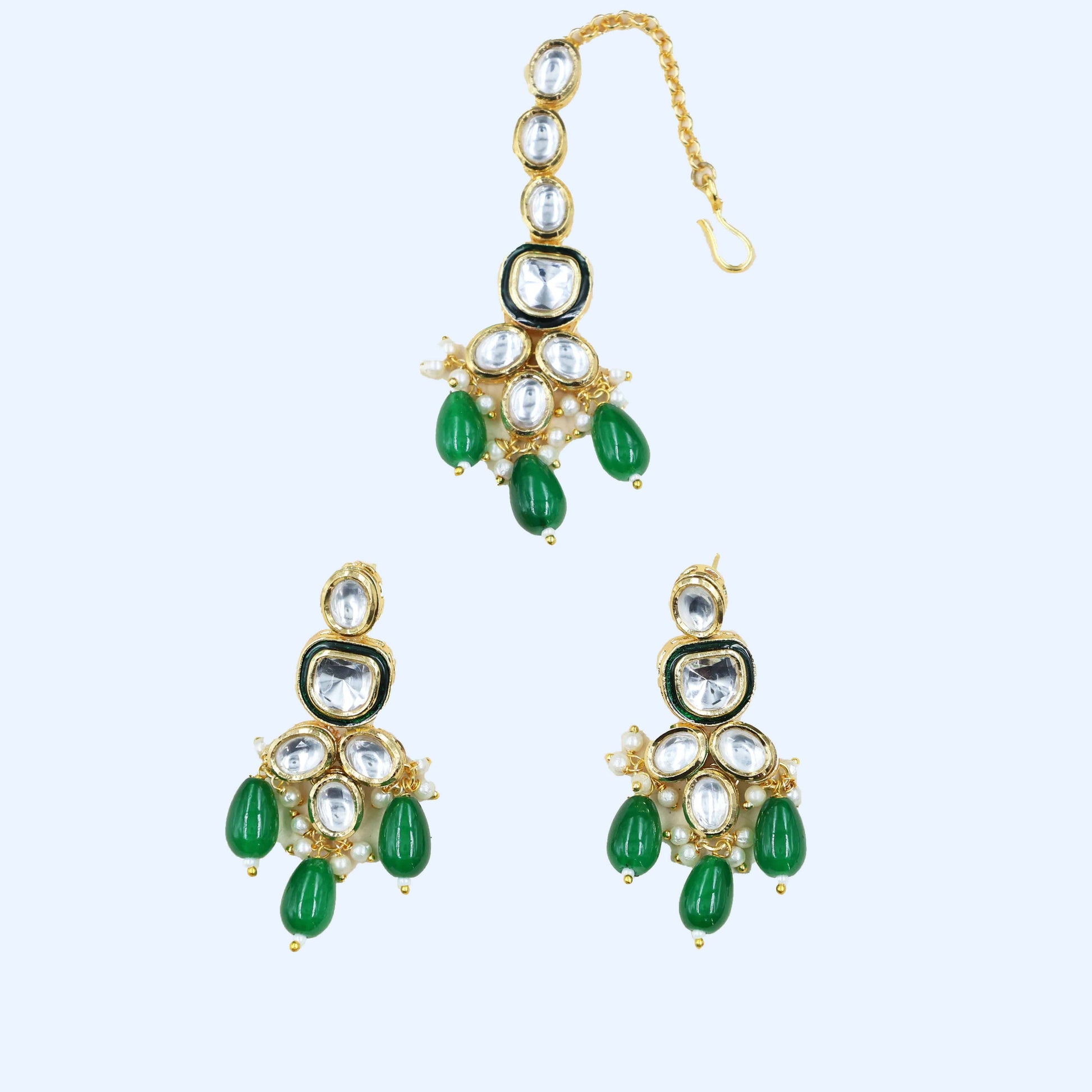 Emerald Elegance Kundan Set - Mywishtree