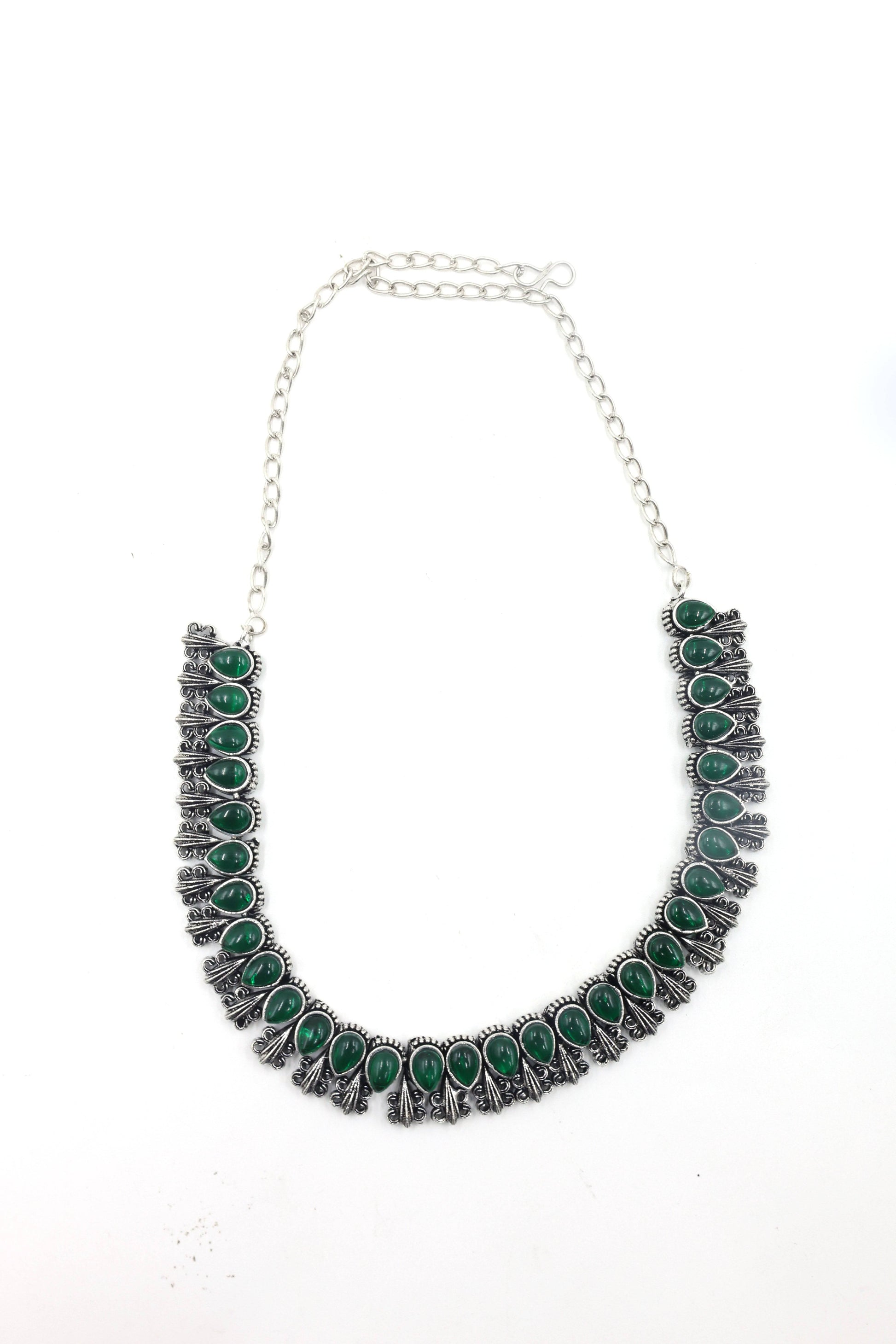 Antique Green Stone Choker Necklace Set, Oxidised, earrings for women, earrings and tikka set, earrings design artificial, artificial earrings design, latest artificial earrings for daily use, artificial golden earrings, earring ka design, earring ki design