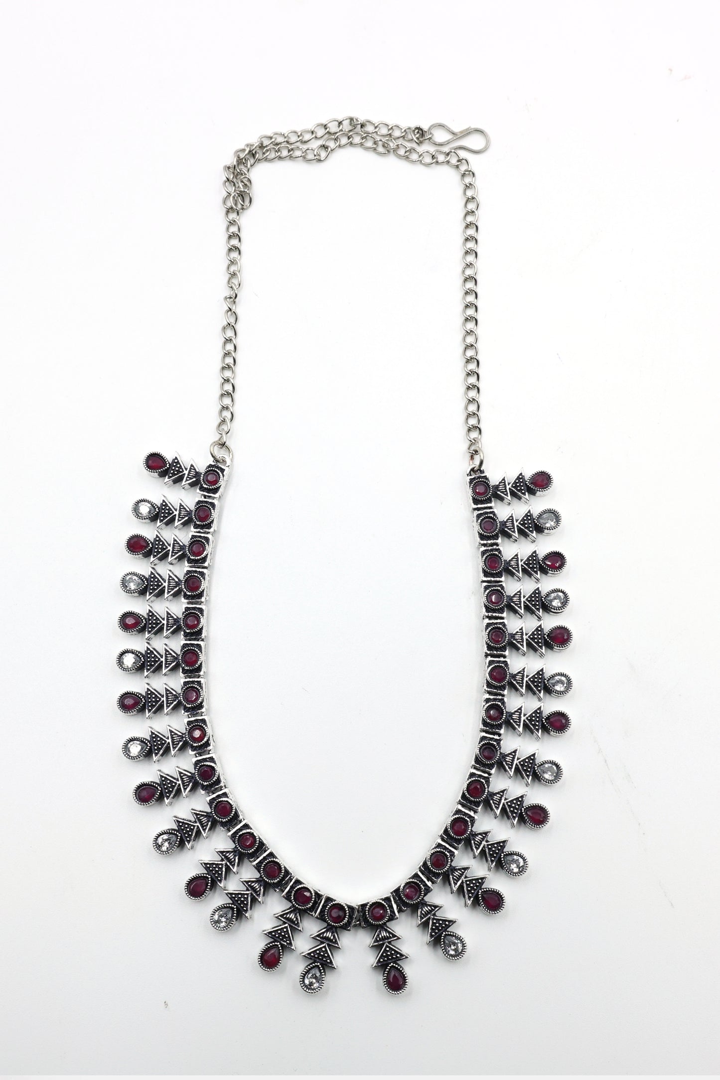 Antique Stone Choker Necklace Set with Oxidised Plating - Mywishtree