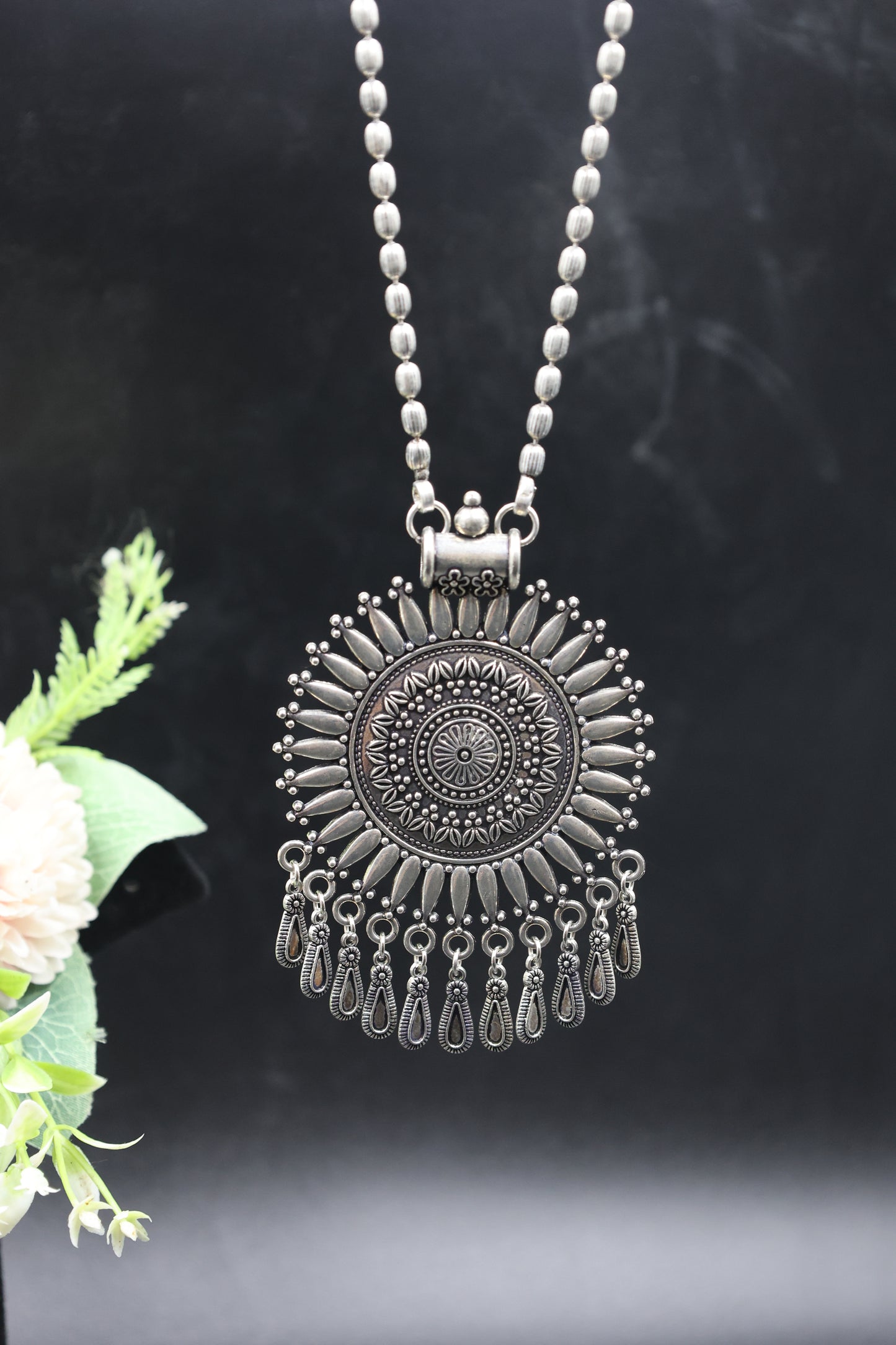 Statement Oxidized Long necklace - Mywishtree