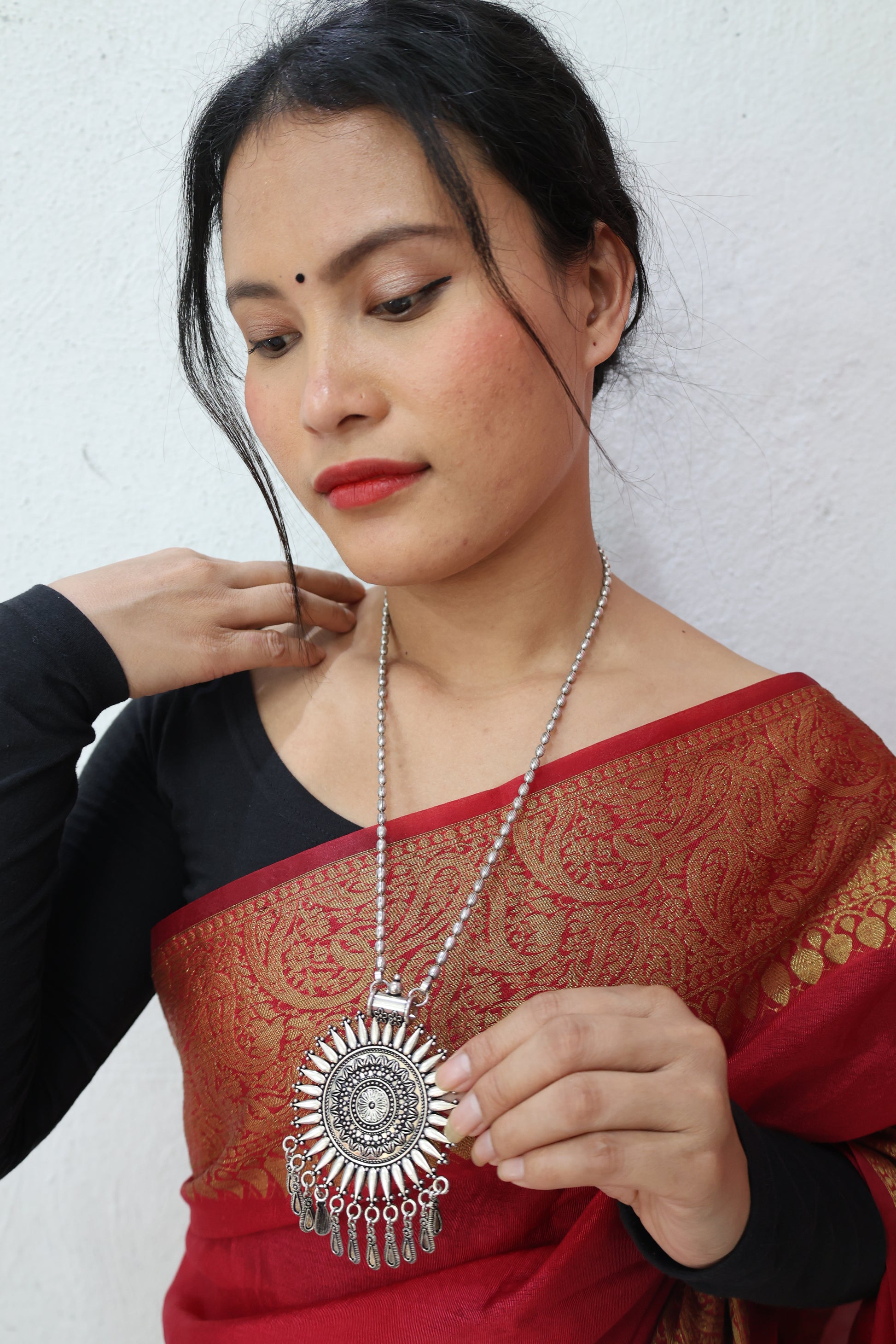 Statement Oxidized Long necklace - Mywishtree