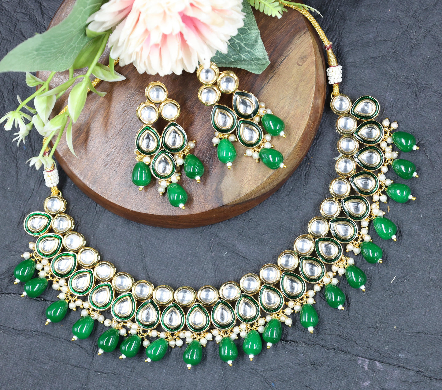 Kundan Set - Mywishtree, Two layered kundan necklace, festive jewelry, wedding, bridal, small function, where can I buy kundan jewellery, My wishtree