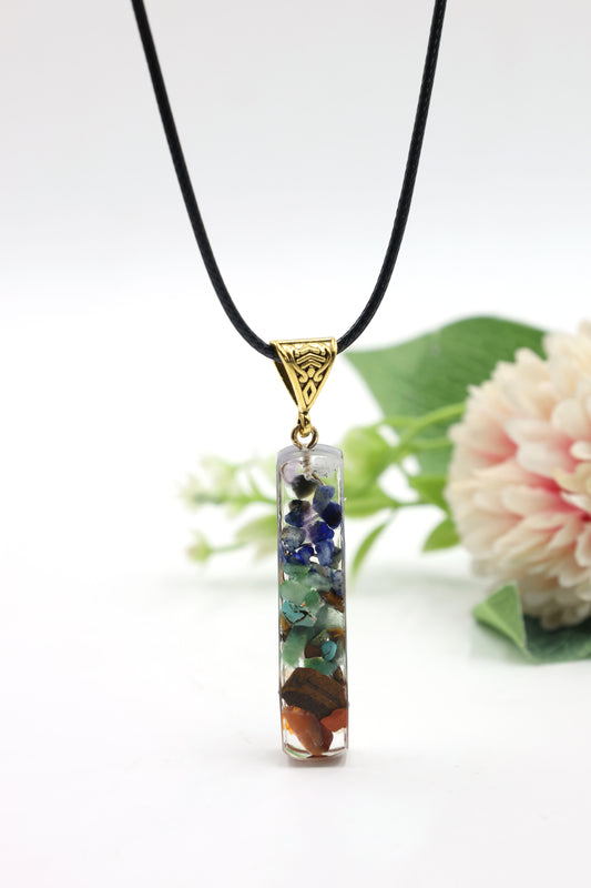 Handmade Crystal Chip Resin Pendant Necklace