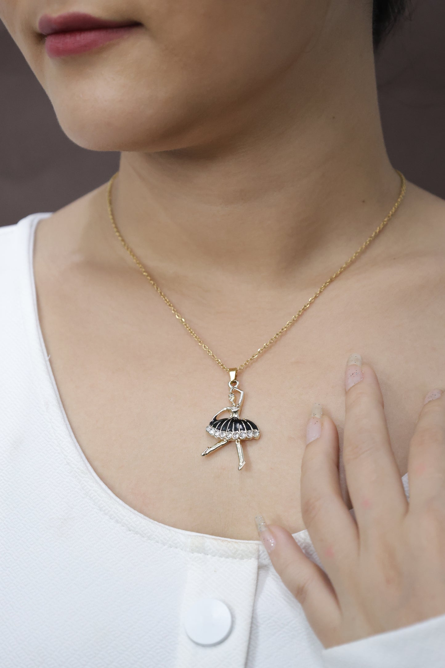 Elegant Ballerina Pendant Necklace