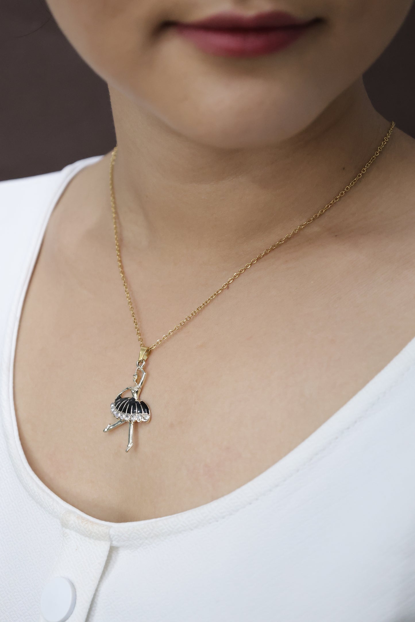 Elegant Ballerina Pendant Necklace