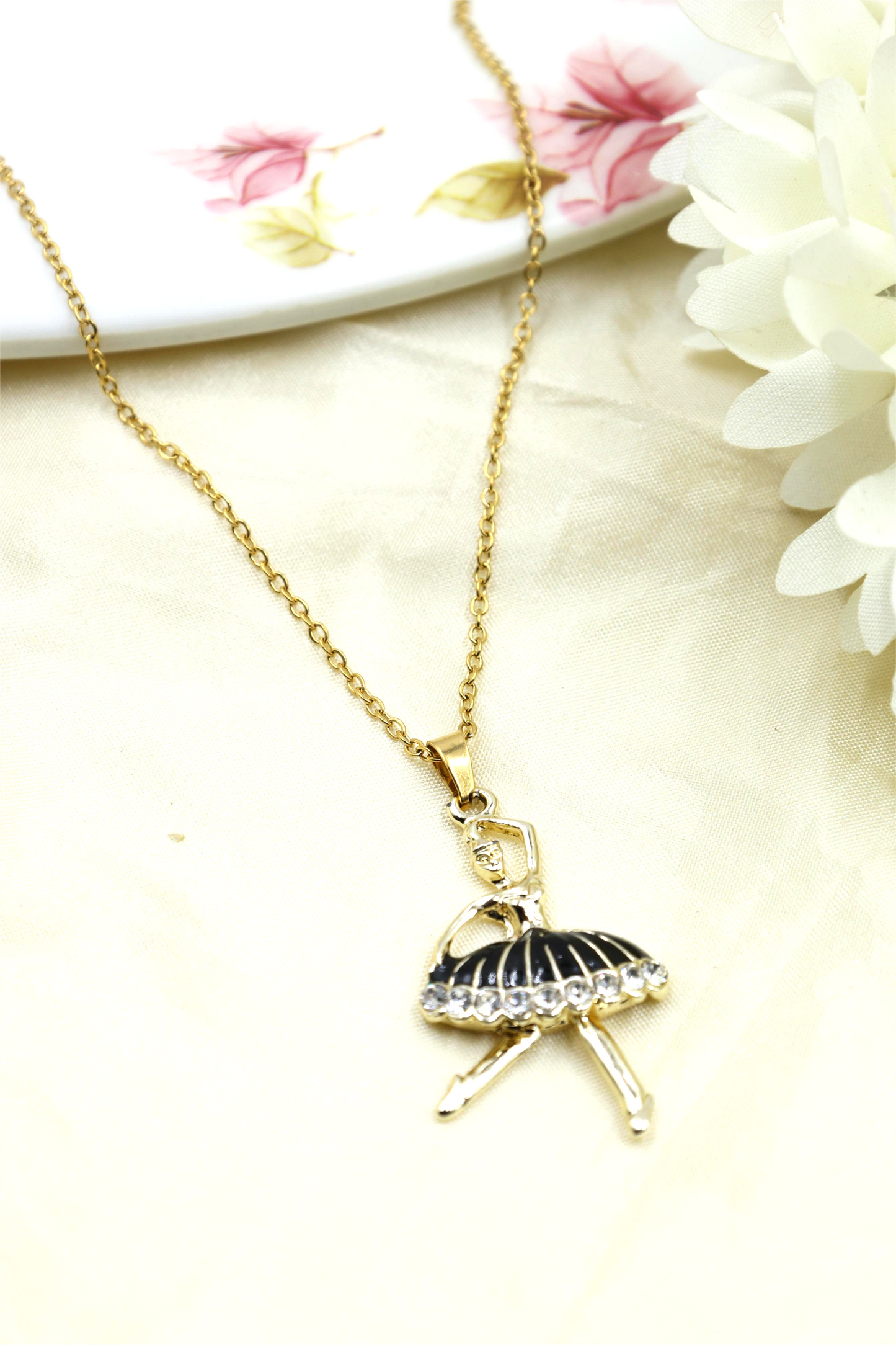 Elegant Ballerina Pendant Necklace