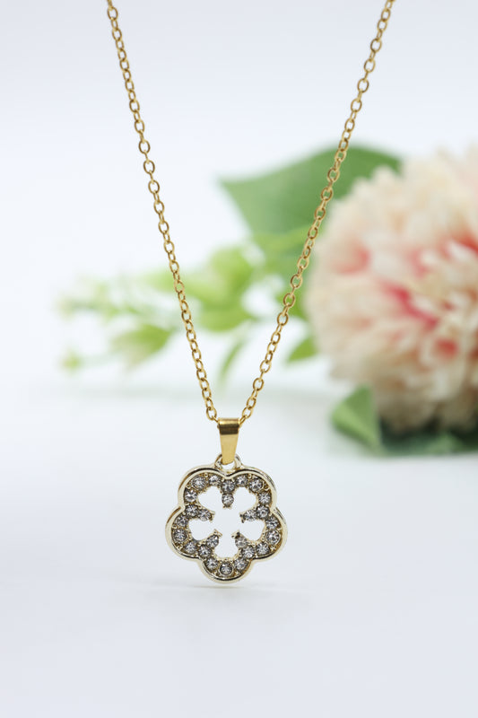 Floral Crystal Pendant Necklace
