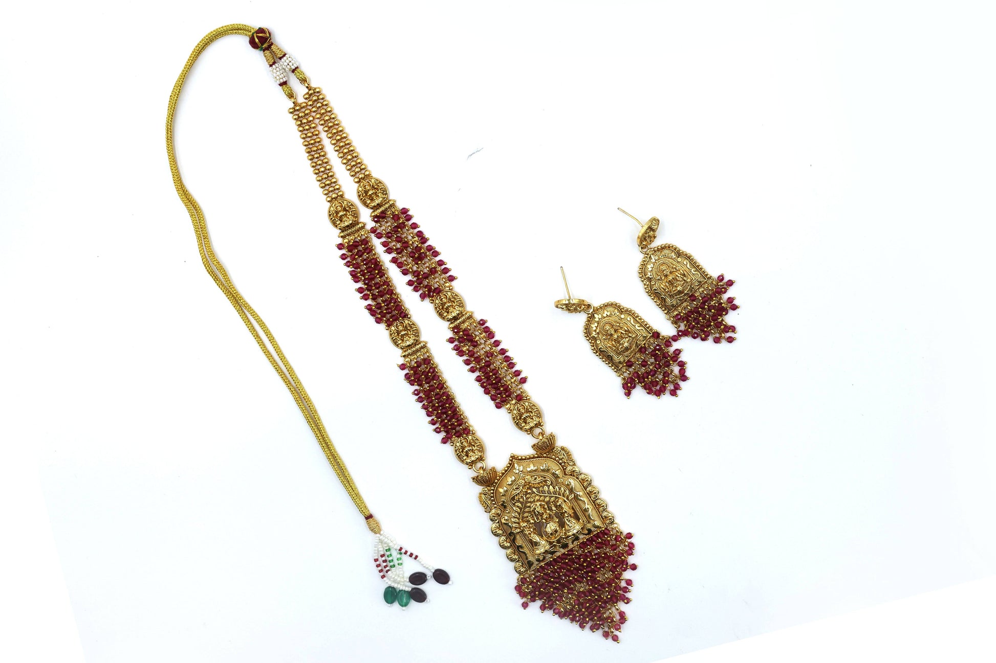MyWishTree Temple-Inspired Antique Gold Necklace Set with Divine Krishna Motifs - Mywishtree