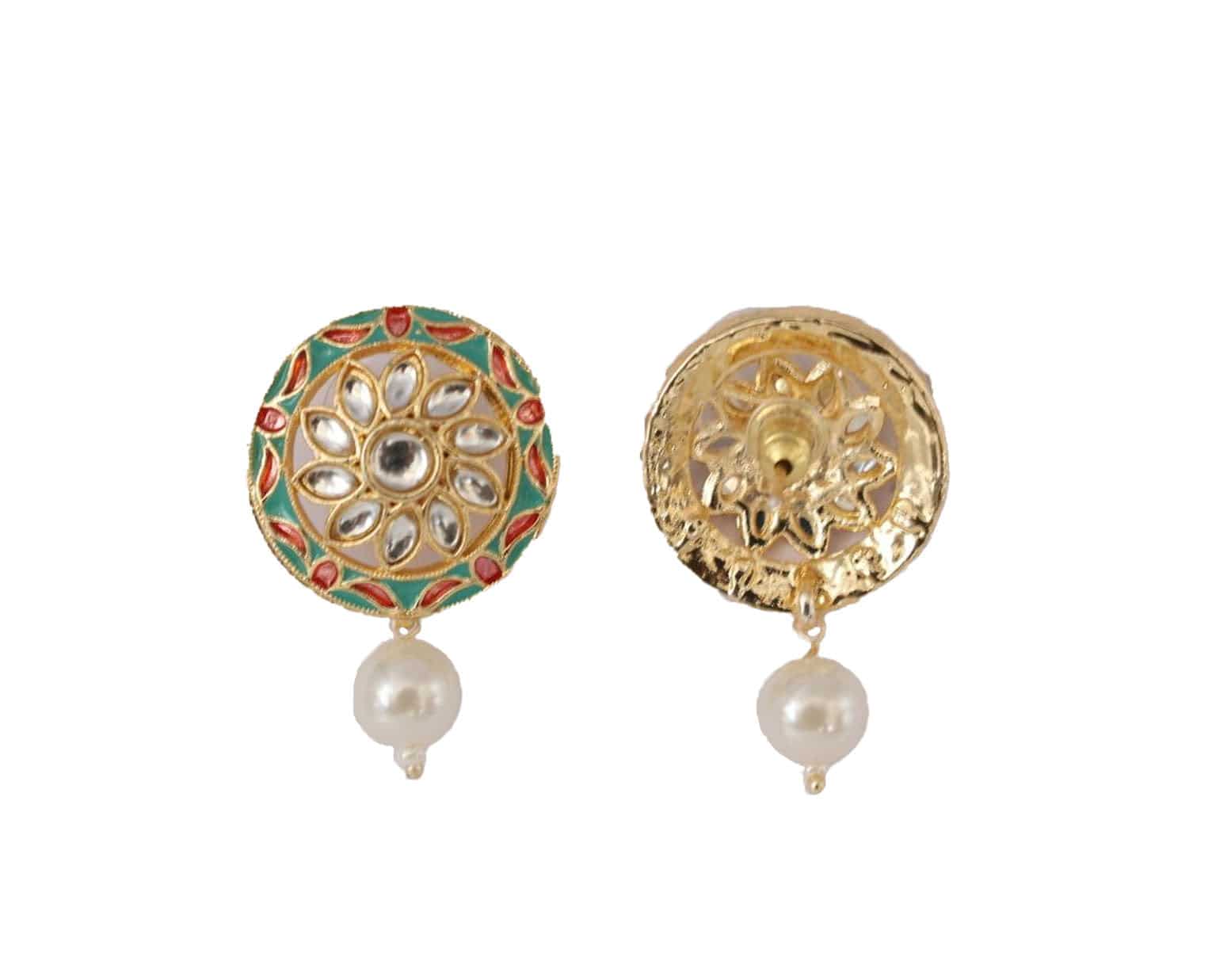 Floral Glow Kundan Drop Earring - Mywishtree