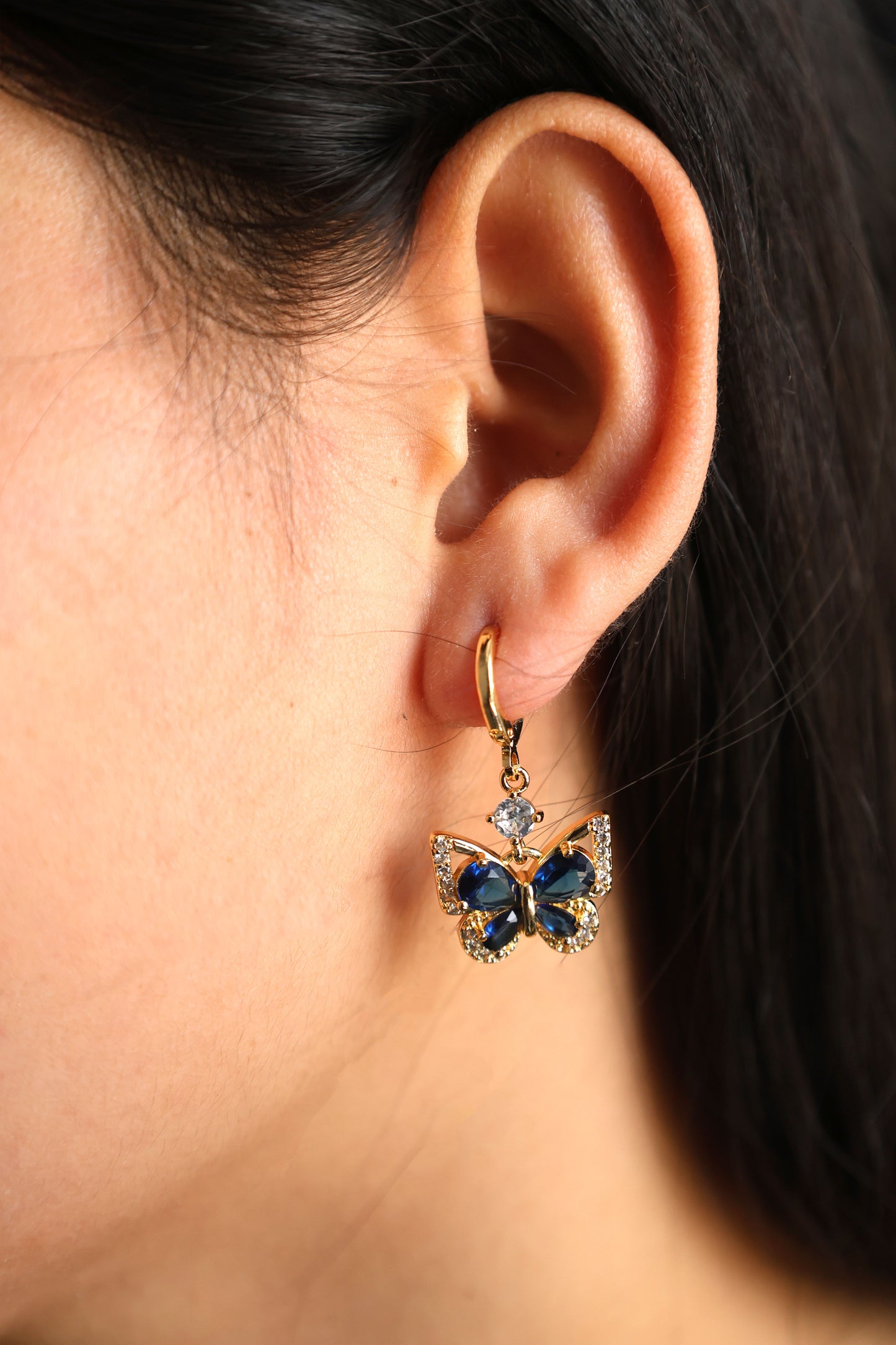 Elegant Butterfly CZ Drop Earrings